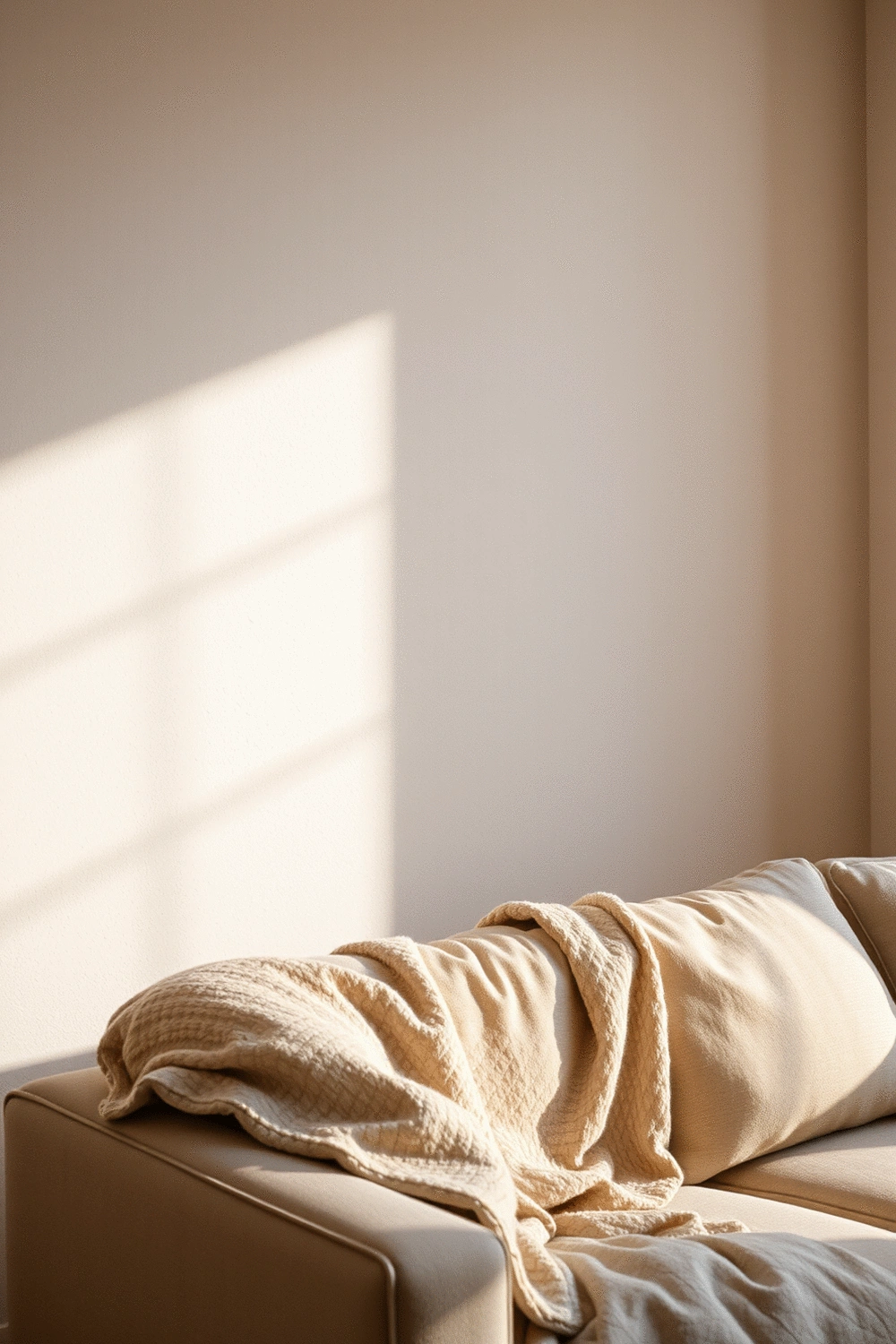 Interior shot of a cozy living room with soft lighting, showcasing a wall painted with a matte finish. Focus is on texture and light absorption.