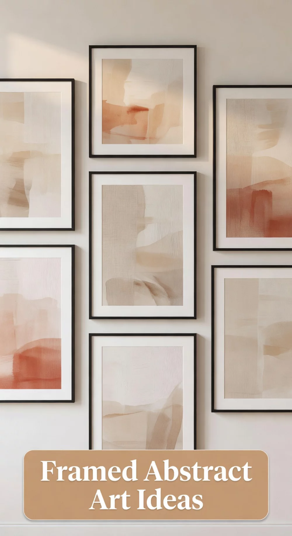 Framed Abstract Wall Art Print in a Warm Minimalist Black Frame