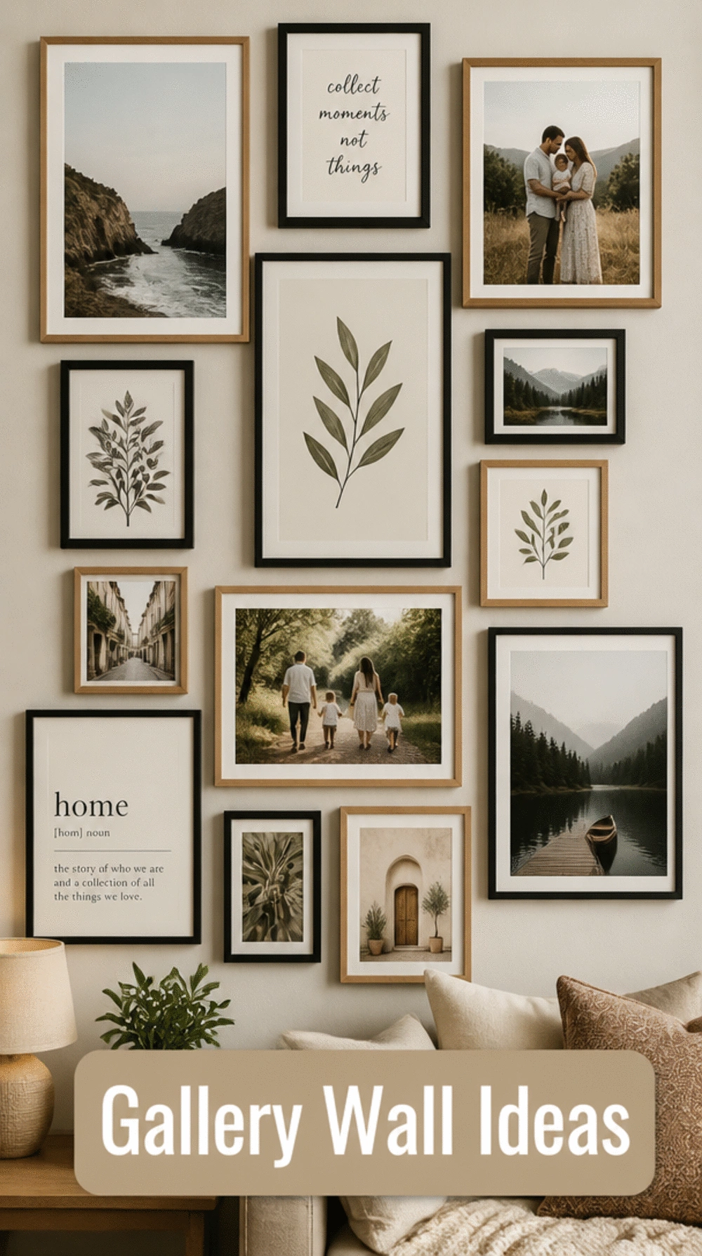 Gallery Wall Frame Set in Mixed Black and Natural Wood Sizes