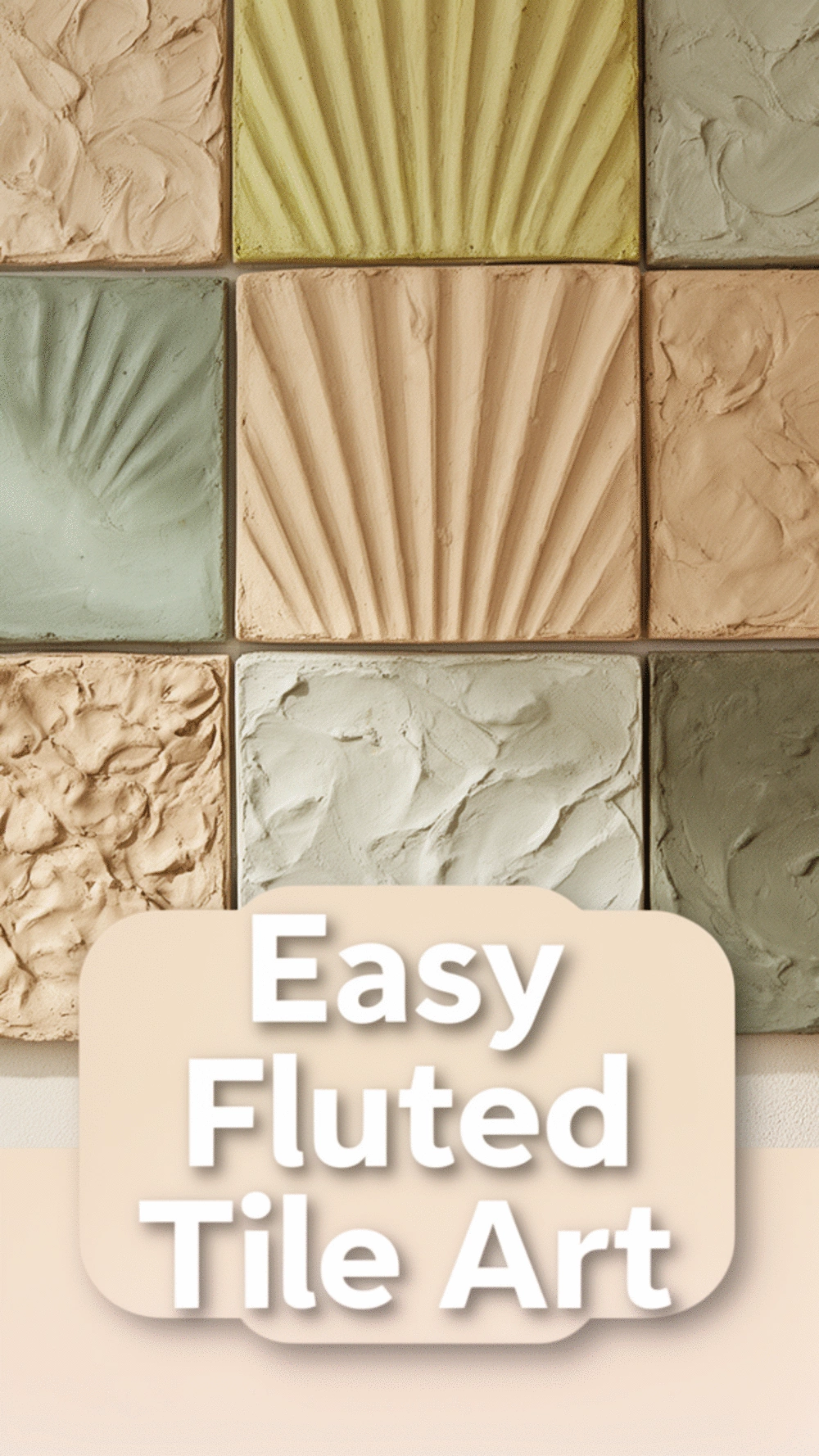 Air Dry Clay Fluted Tile Wall Art with a Matte Limewash Finish