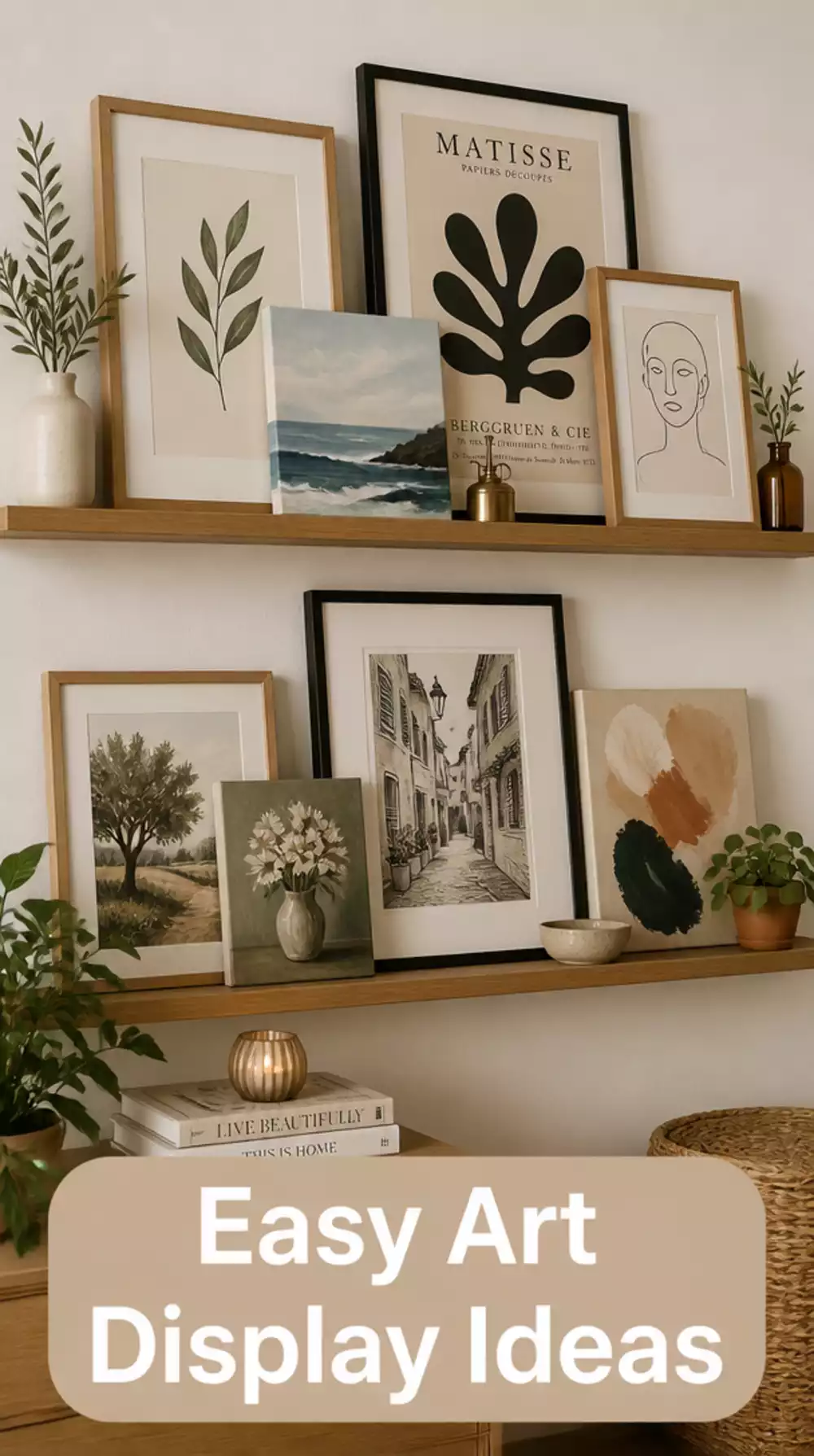 Picture Ledge Shelf That Displays Hallway Art Without Drilling New Holes