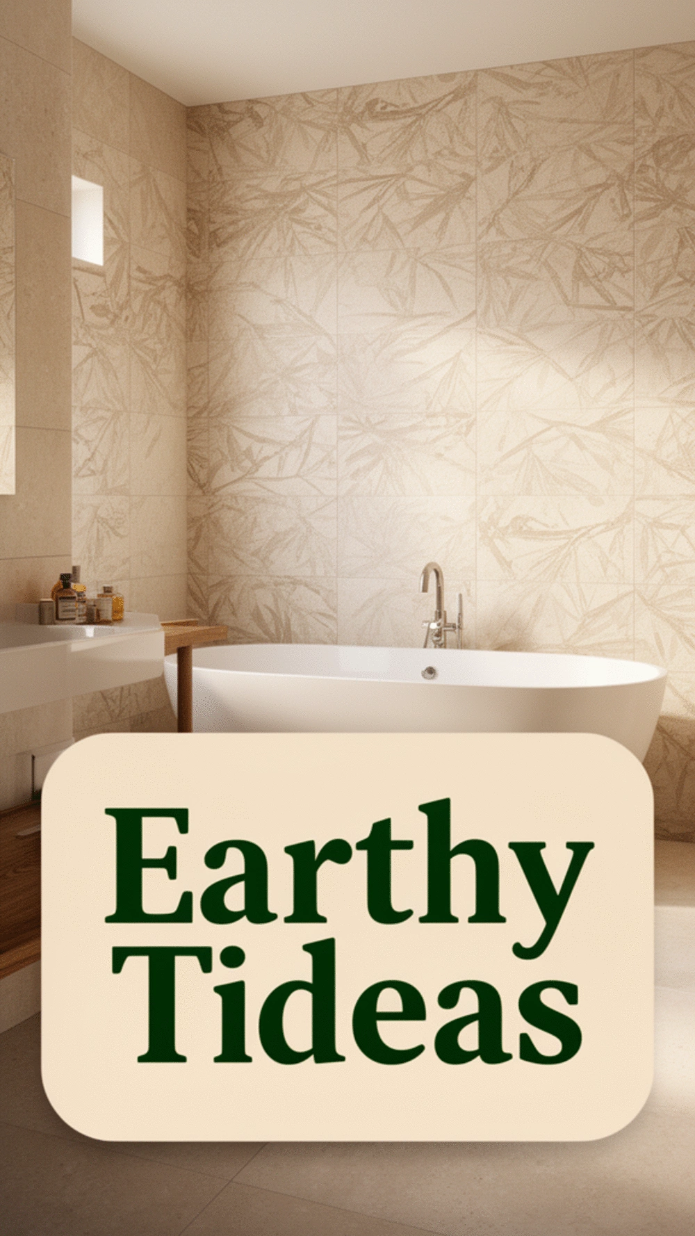 Earthy Ceramic Wall Tile Set with Impressed Leaf and Branch Patterns