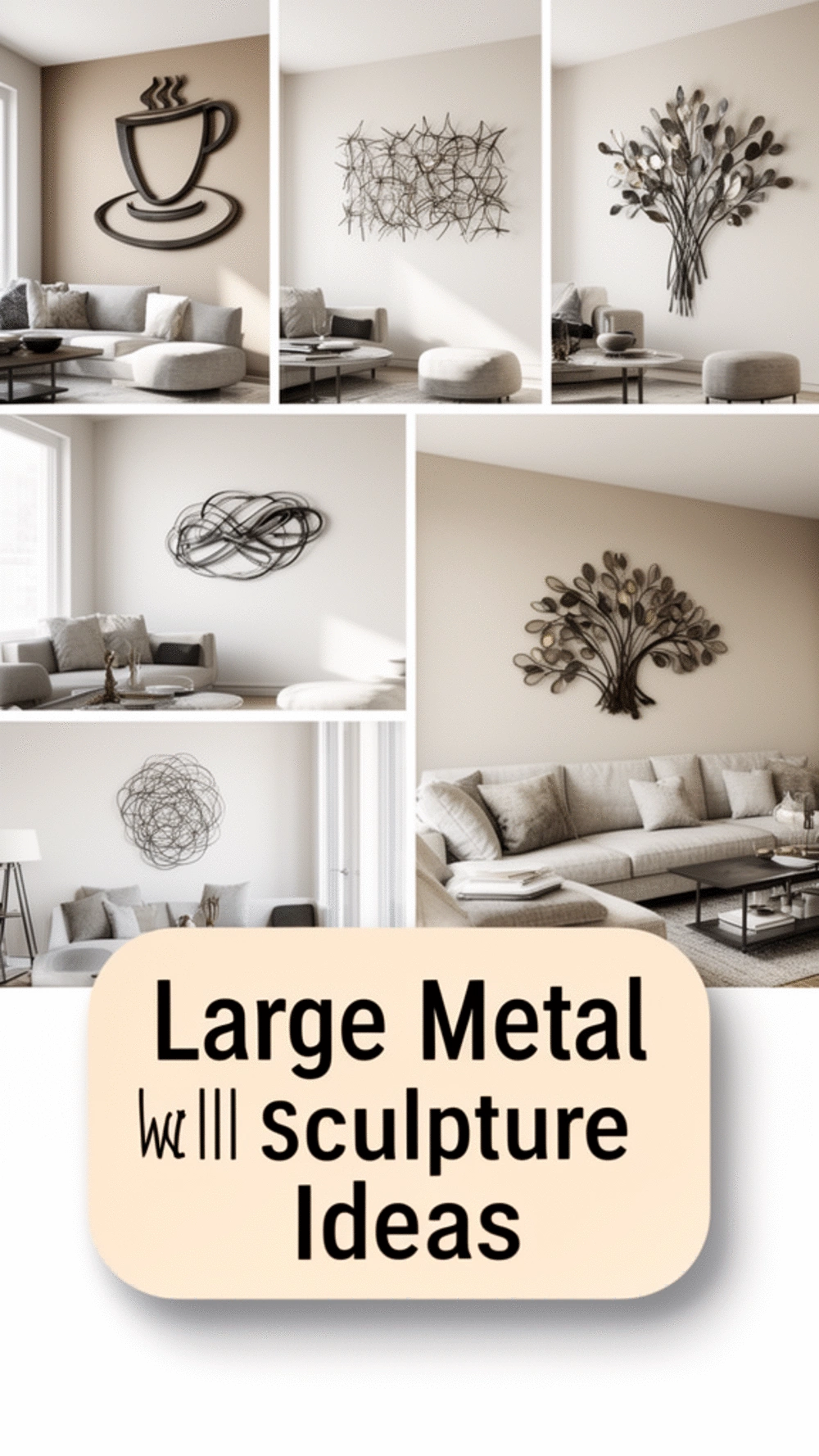 Large Metal Wall Sculpture That Anchors an Open-Plan Living Space