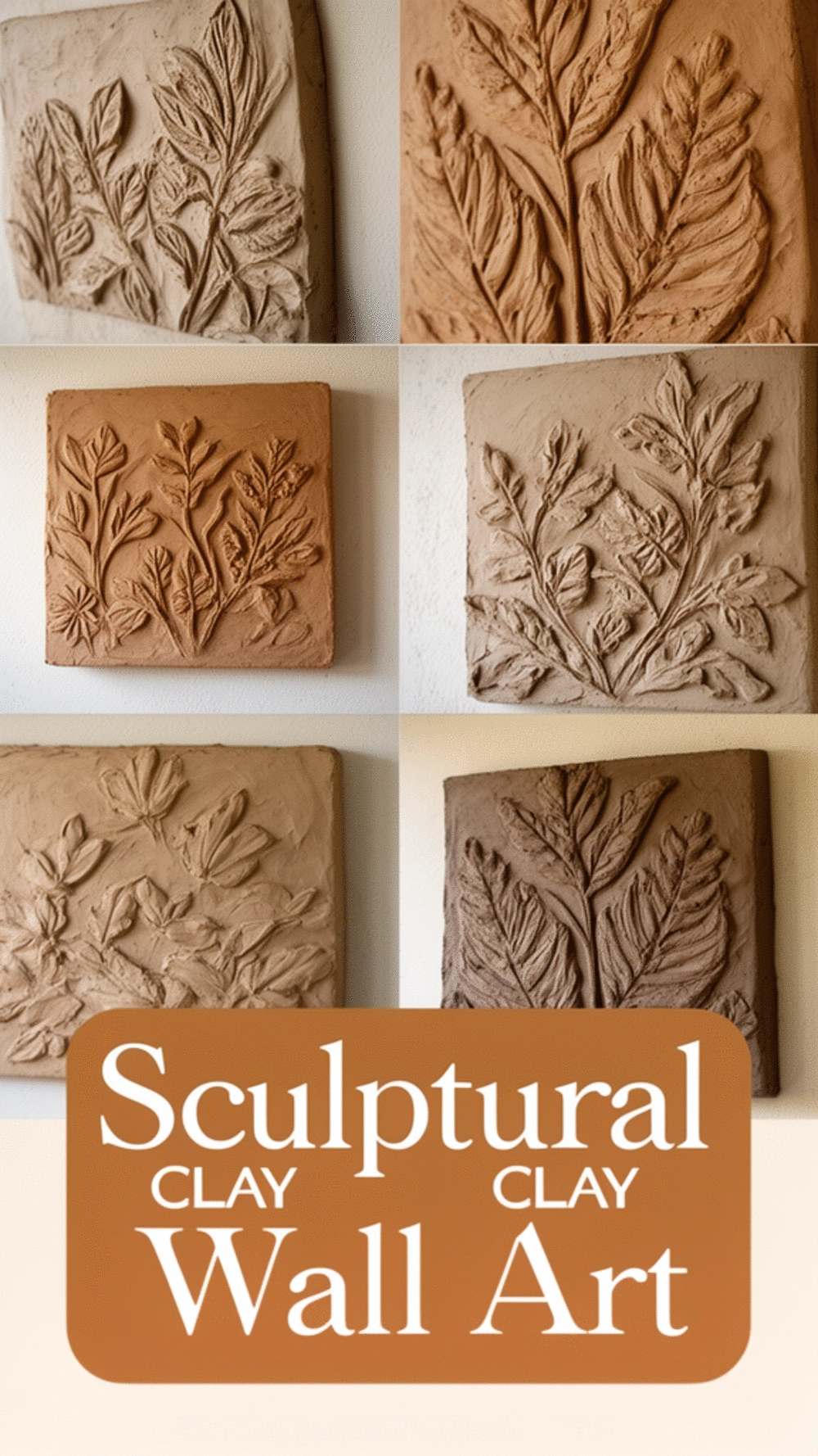Sculptural Clay Wall Piece with Impressed Botanical Patterns
