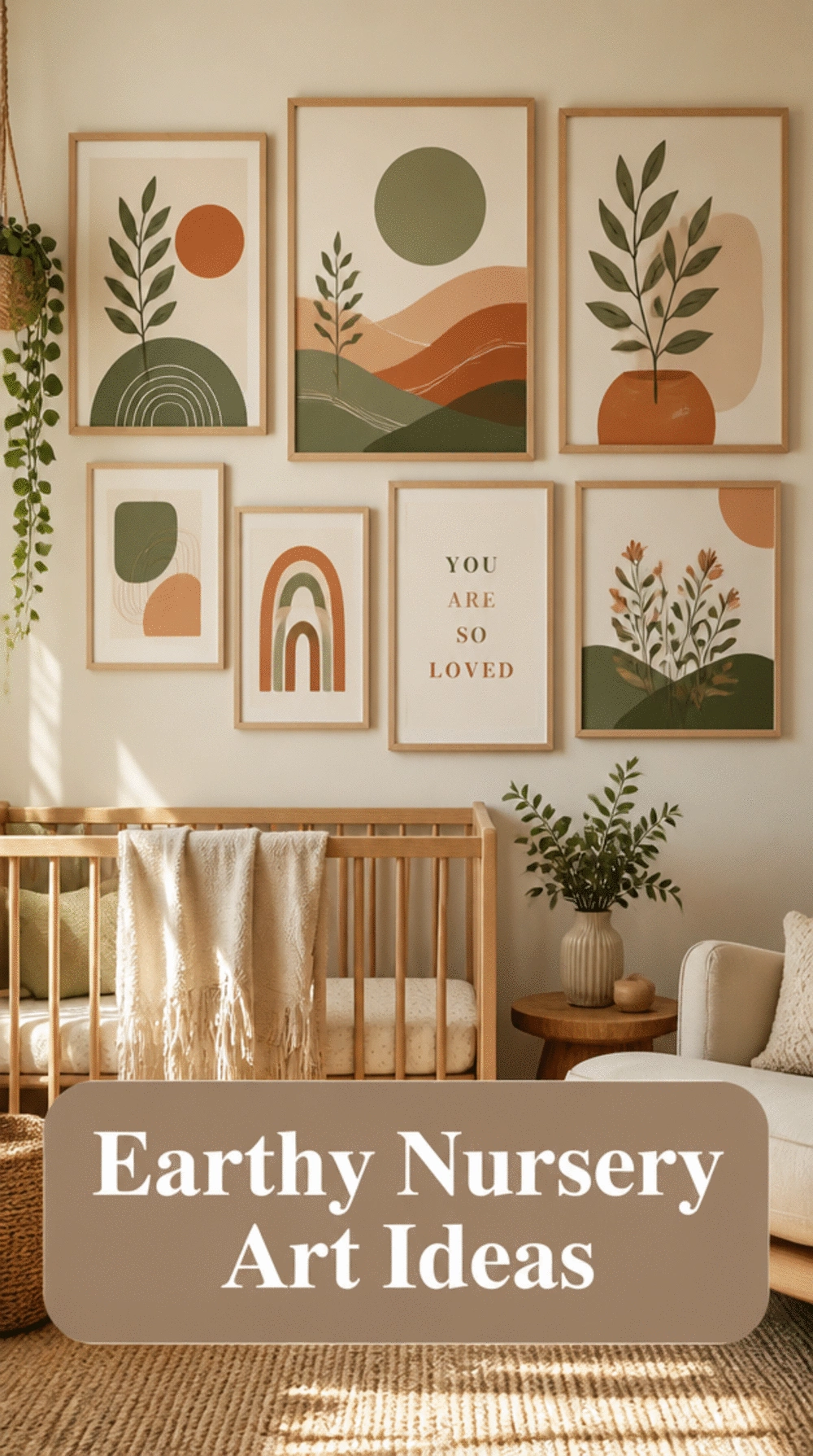 Nursery Earthy Neutral Art Print Set in Terracotta, Sage, and Cream