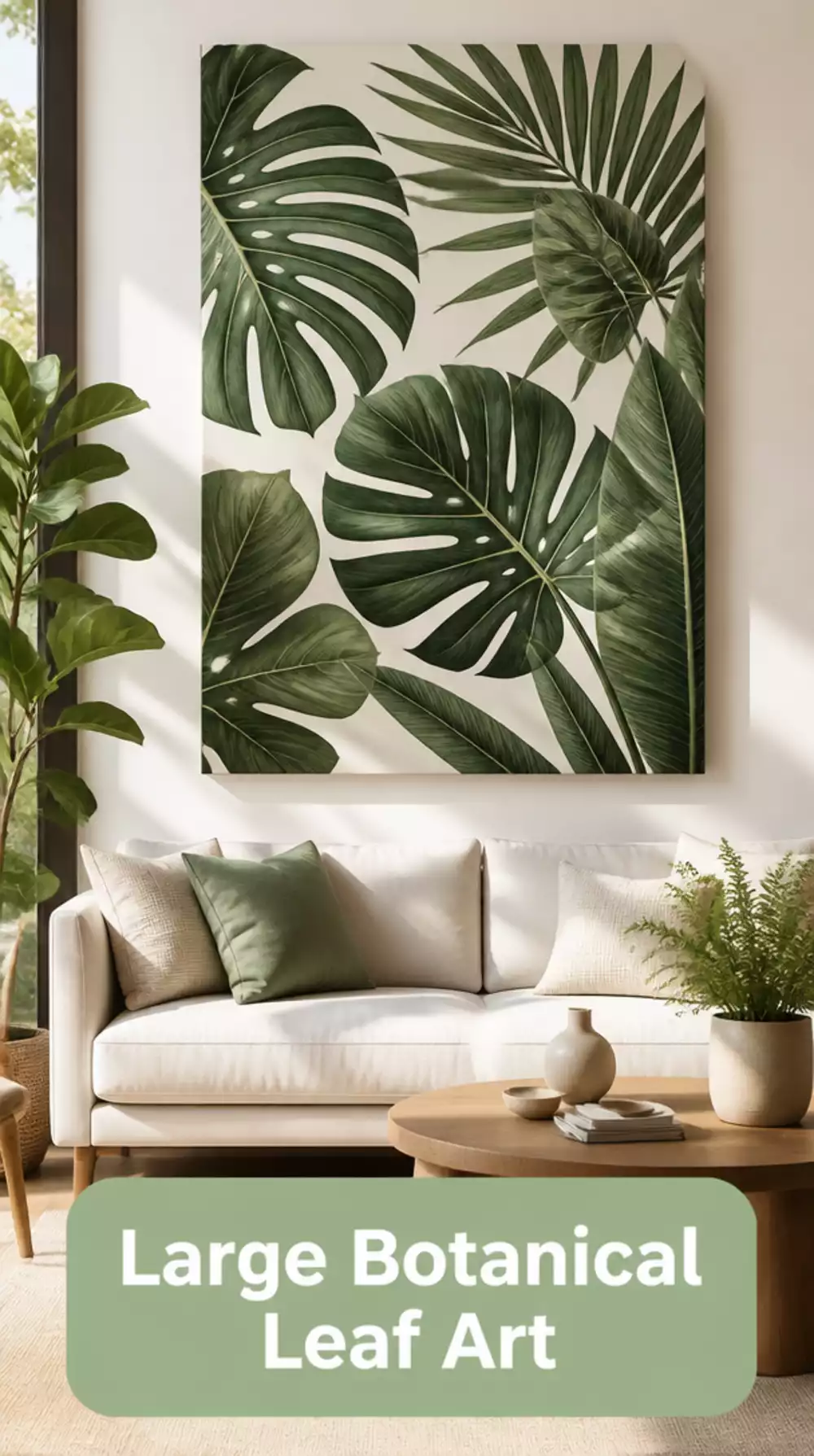 Large Botanical Leaf Print Canvas for a Statement Living Room Wall