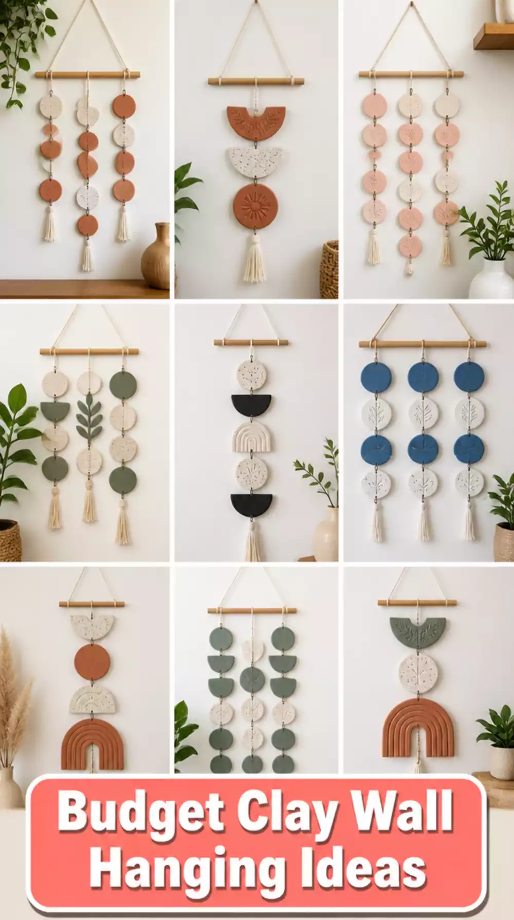 Budget Clay Wall Hanging Using Air Dry Clay and Wooden Dowels