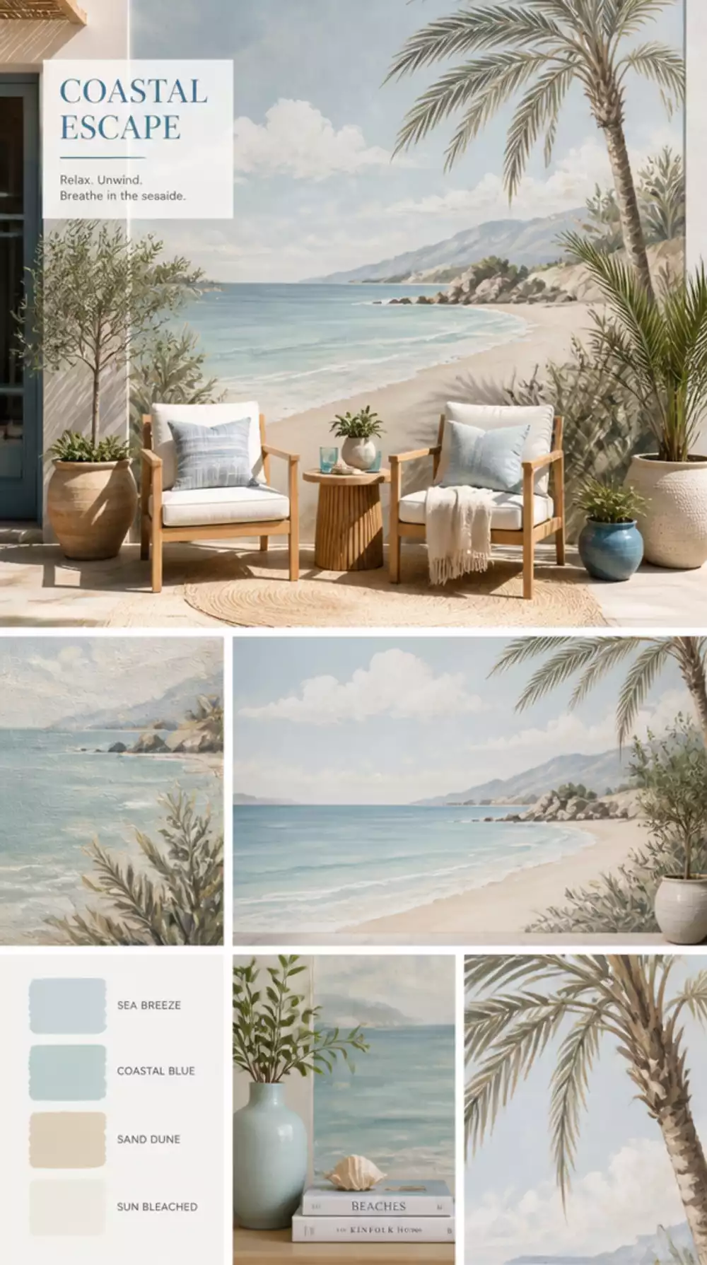 Patio Wall Mural in a Coastal Scene That Extends the Outdoor View