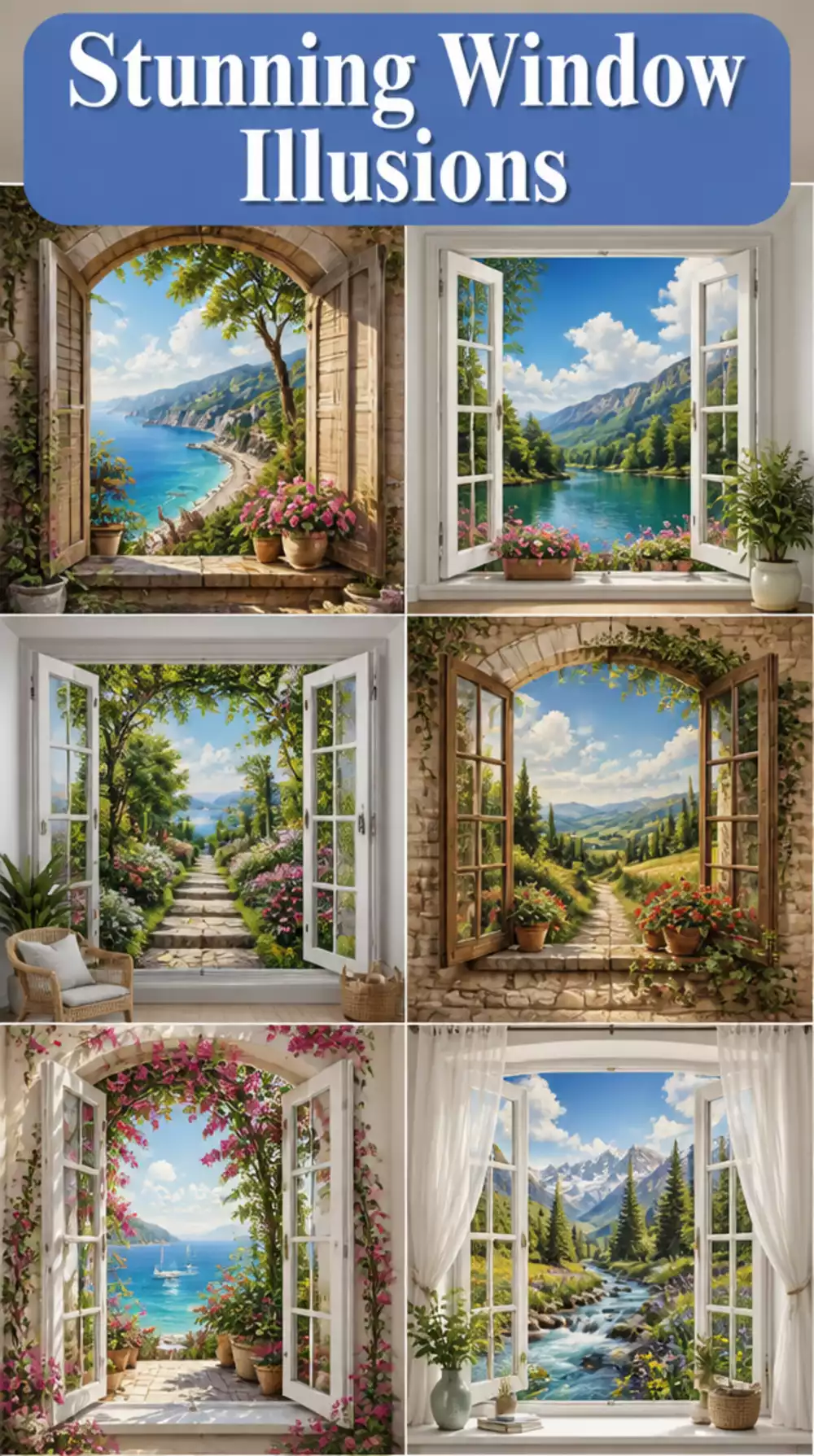 Patio Trompe L'Oeil Mural That Makes Walls Look Like Open Windows