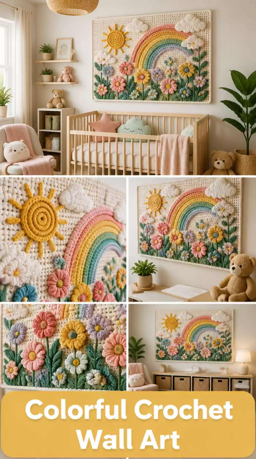 Large Statement Crochet Wall Art Panel for a Nursery Feature Wall