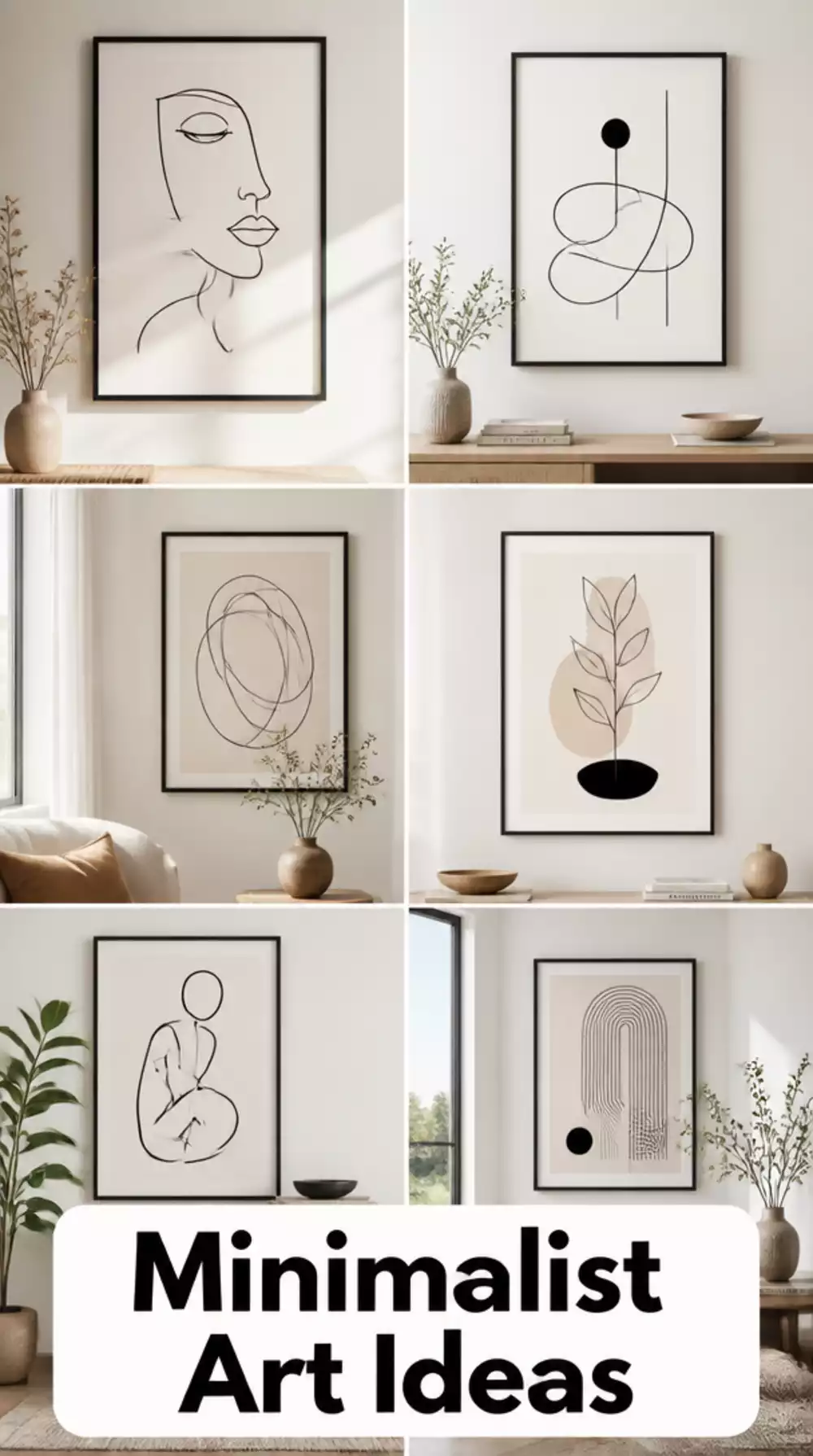 Minimalist Abstract Line Art Print in a Slim Black Frame