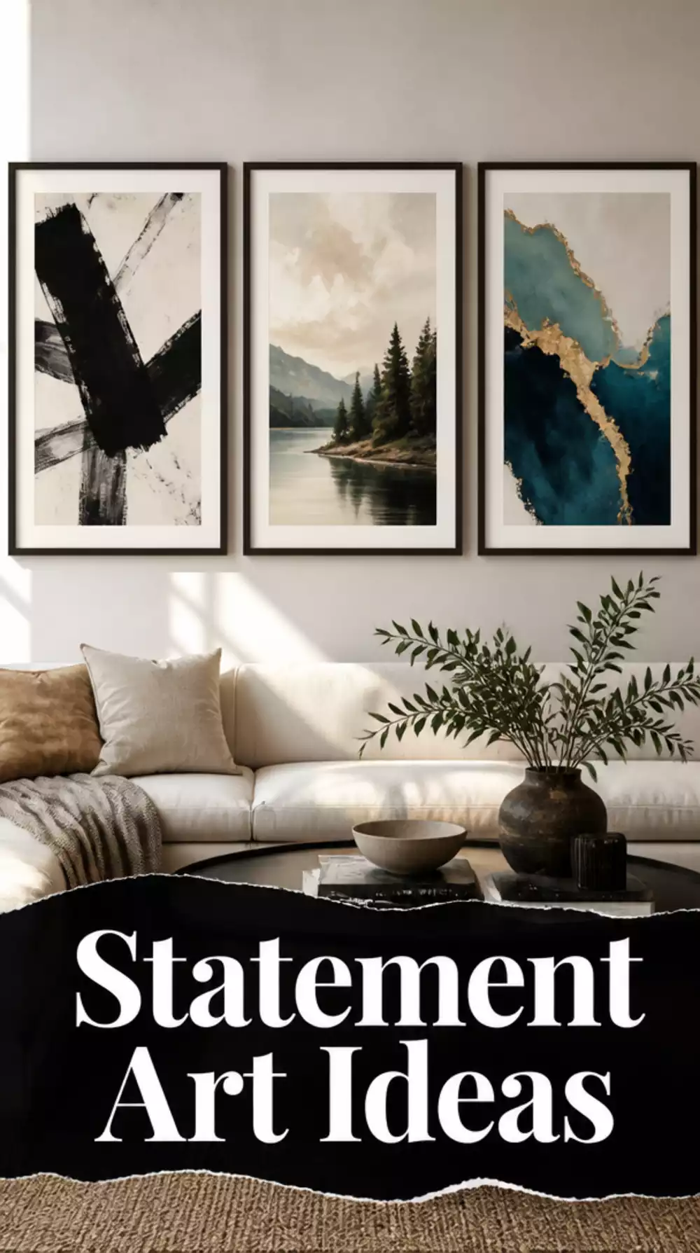 Living Room Statement Art Piece in a Deep Float Frame with Wide Mat