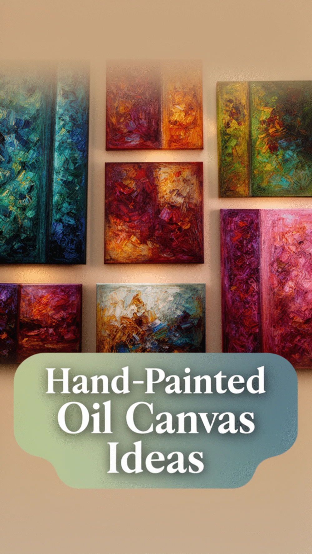 Dining Room Hand-Painted Oil Canvas in Rich Warm Jewel Tones