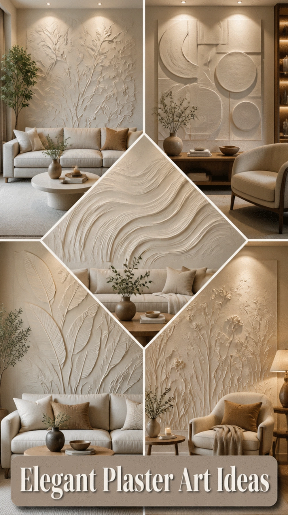 Hand-Applied Plaster Relief Wall Art with a Matte Finish