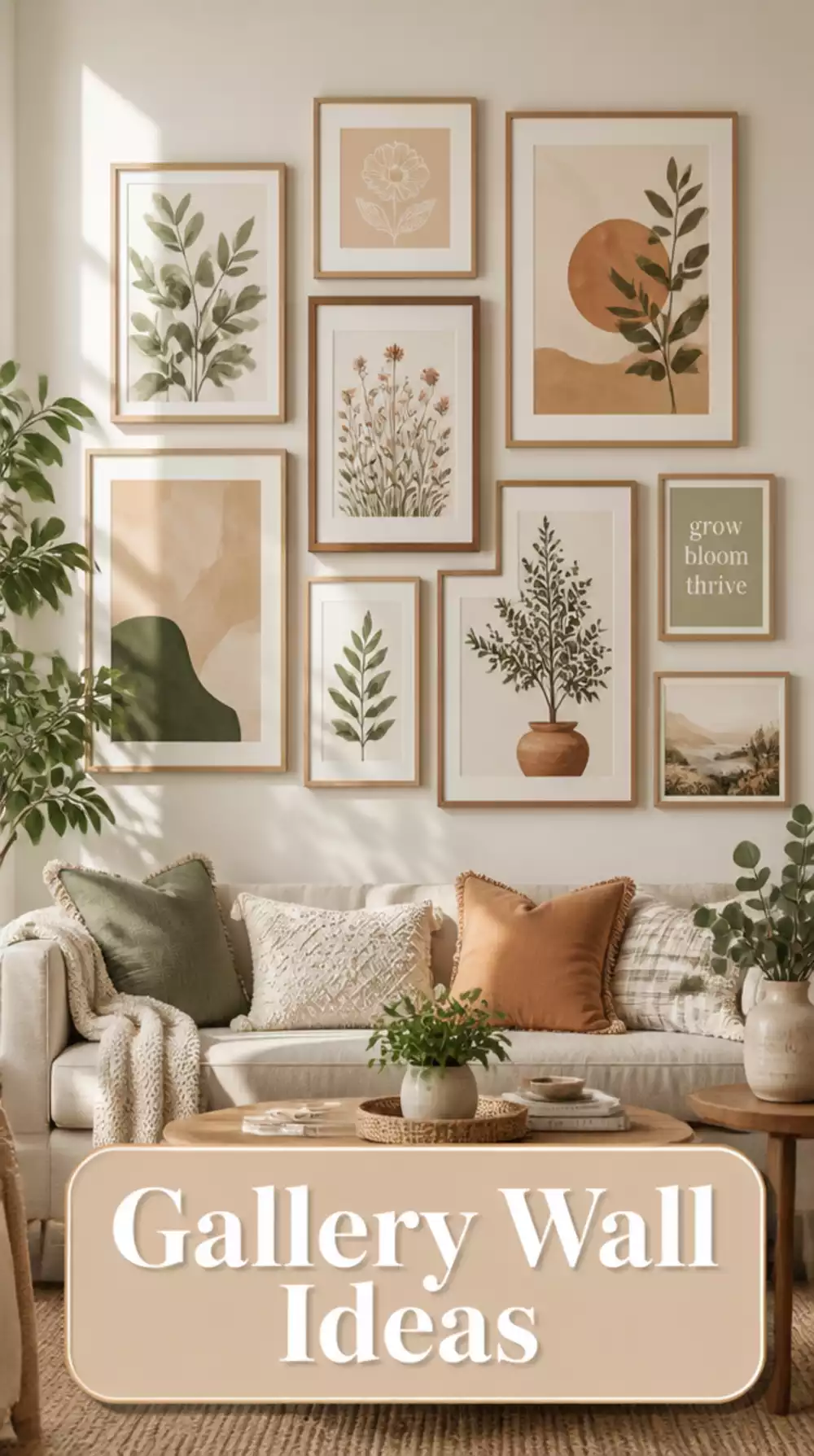 Printable Gallery Wall Bundle with Matched Botanical and Abstract Prints