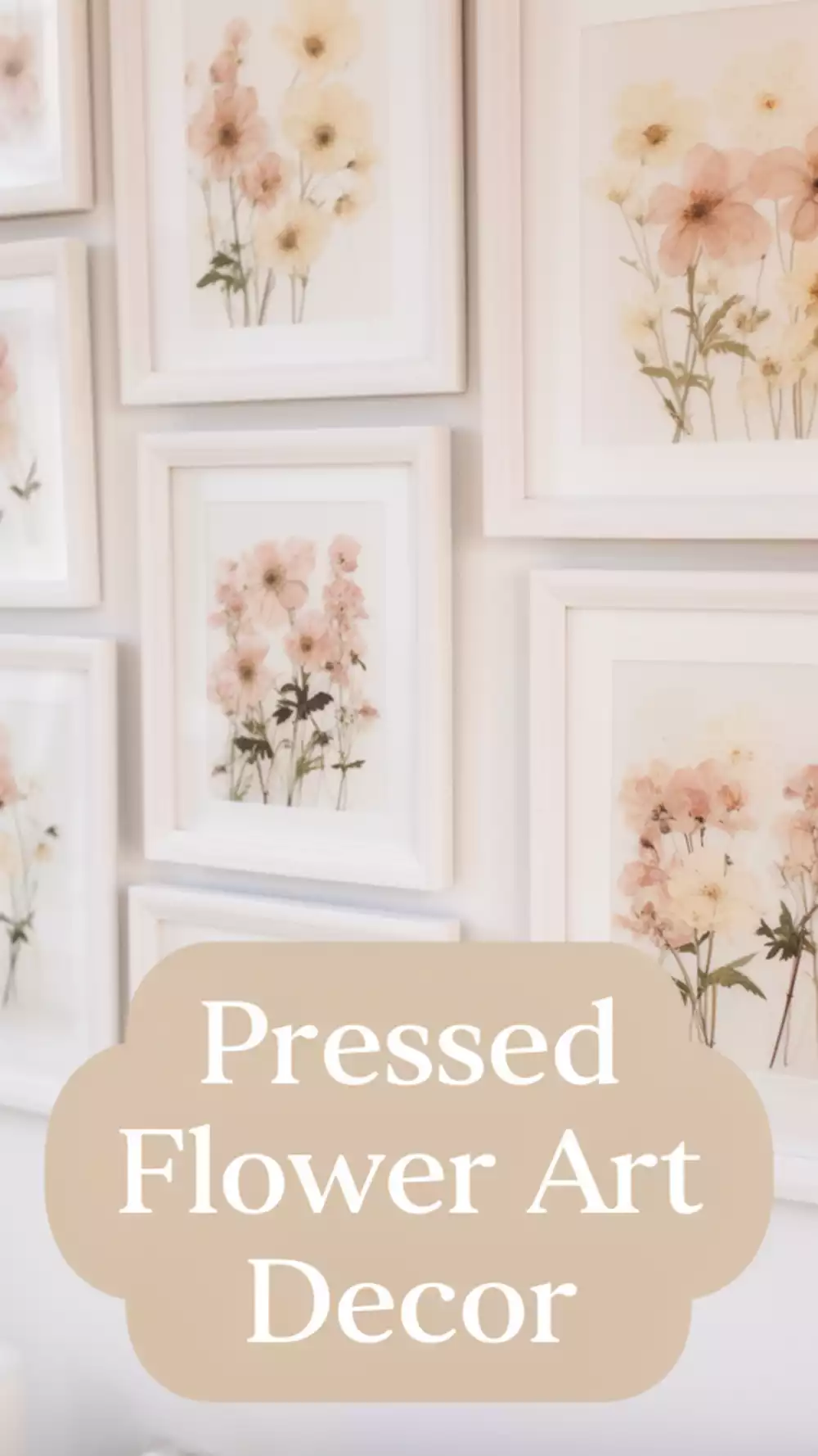 Framed Printable Pressed Flower Art in Soft Blush and Parchment Tones