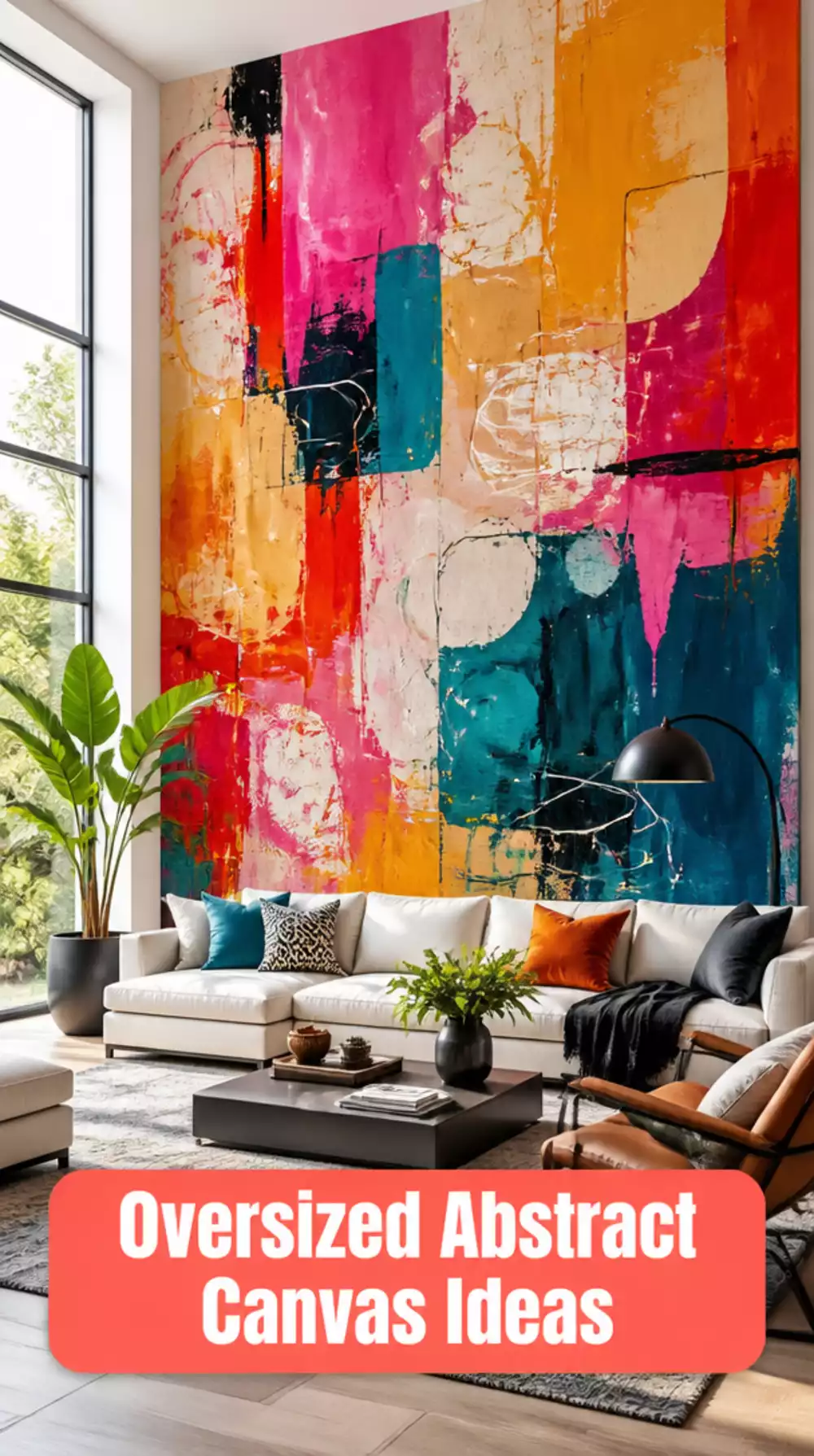 Oversized Statement Abstract Canvas That Covers an Entire Accent Wall