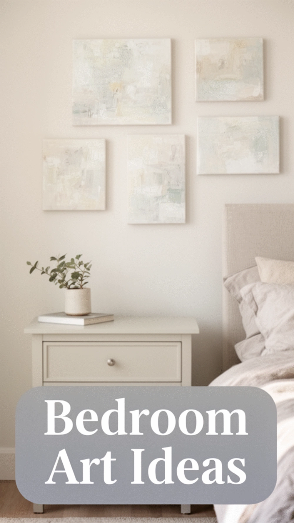 Bedroom Small-Scale Abstract Canvas in Light Tones for a Compact Wall