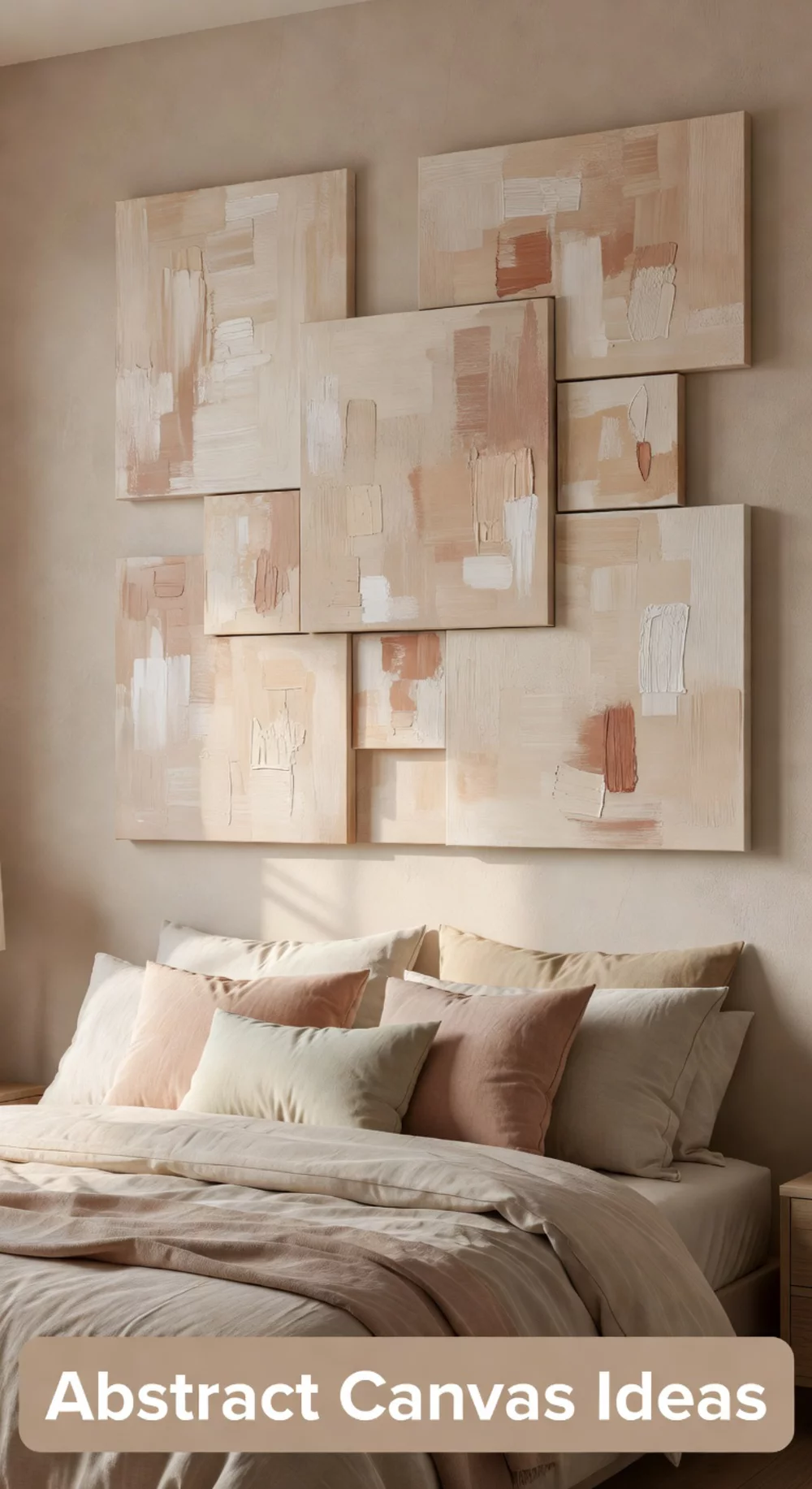 Bedroom Minimal Abstract Canvas in a Single Warm Greige Brushstroke