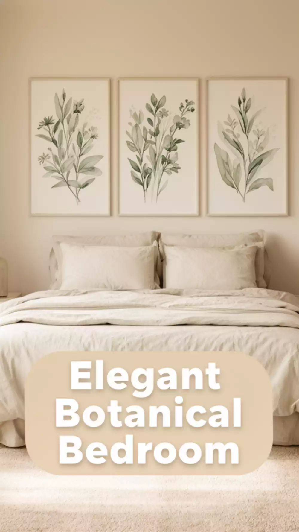 Bedroom Downloadable Watercolor Botanical Print in Sage and Ivory