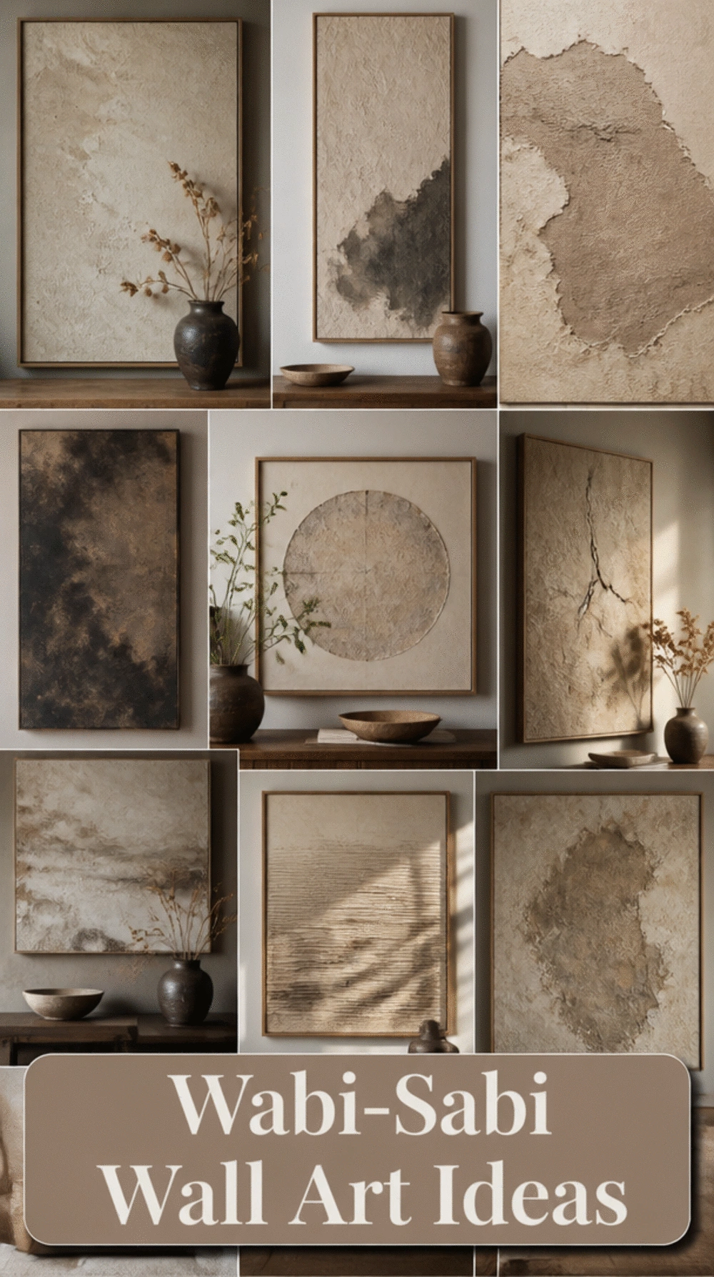 Earthy Wabi-Sabi Textured Wall Art on Museum-Grade Canvas