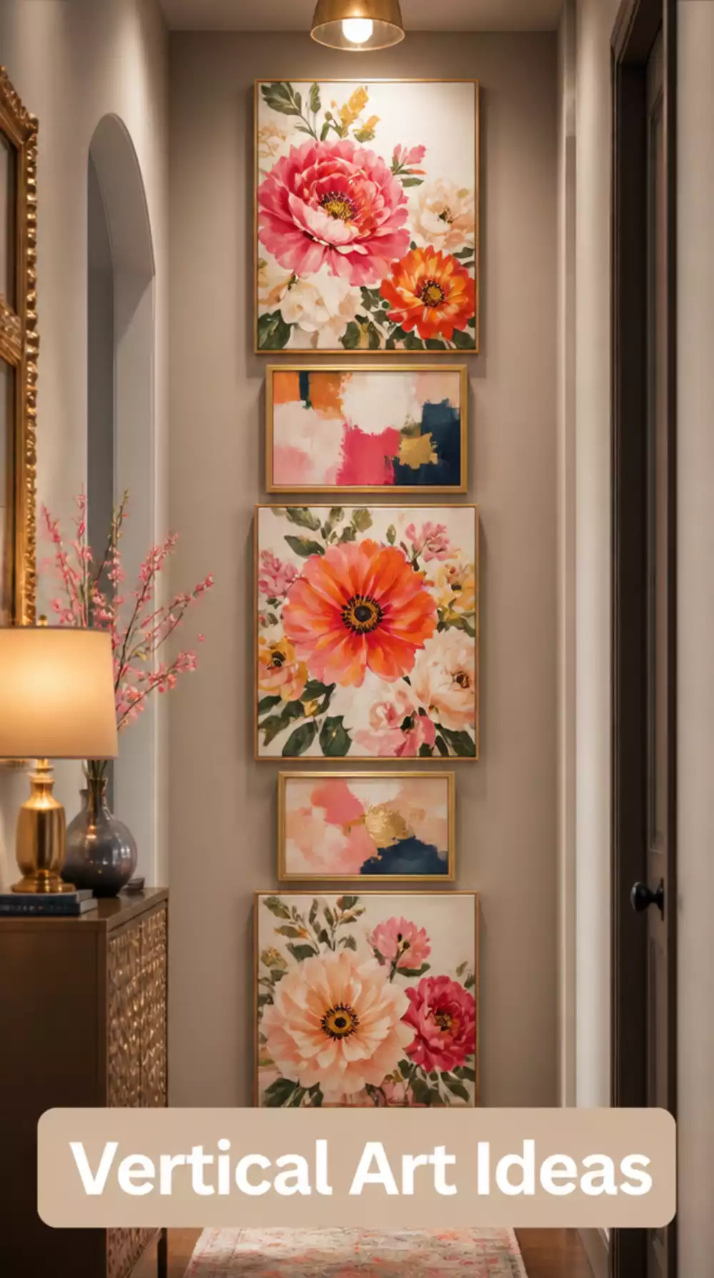 Hallway Vertical Stacked Art Print Arrangement for a Long Narrow Wall