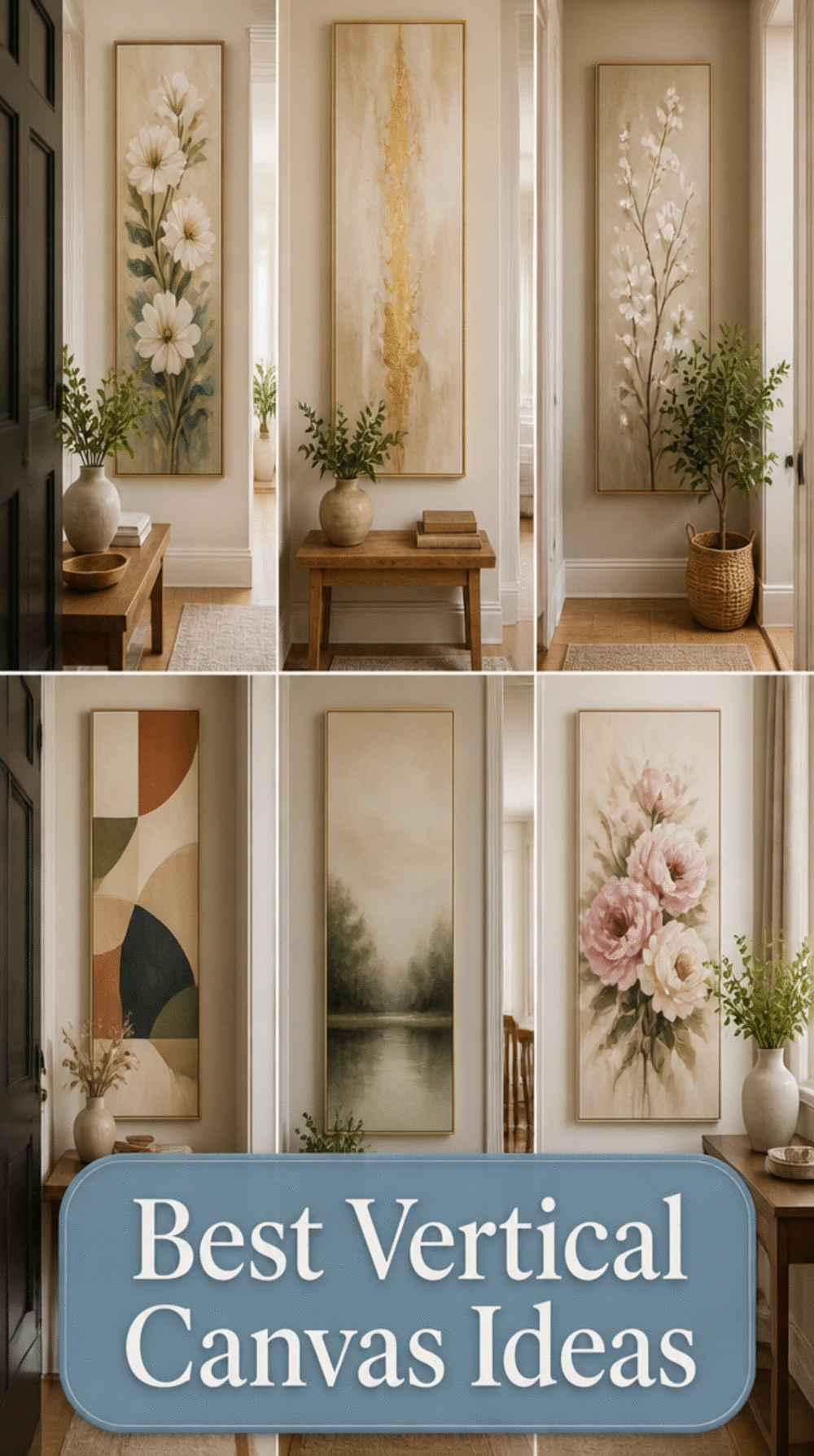 Hallway Narrow Vertical Canvas That Suits a Slim Entryway Wall