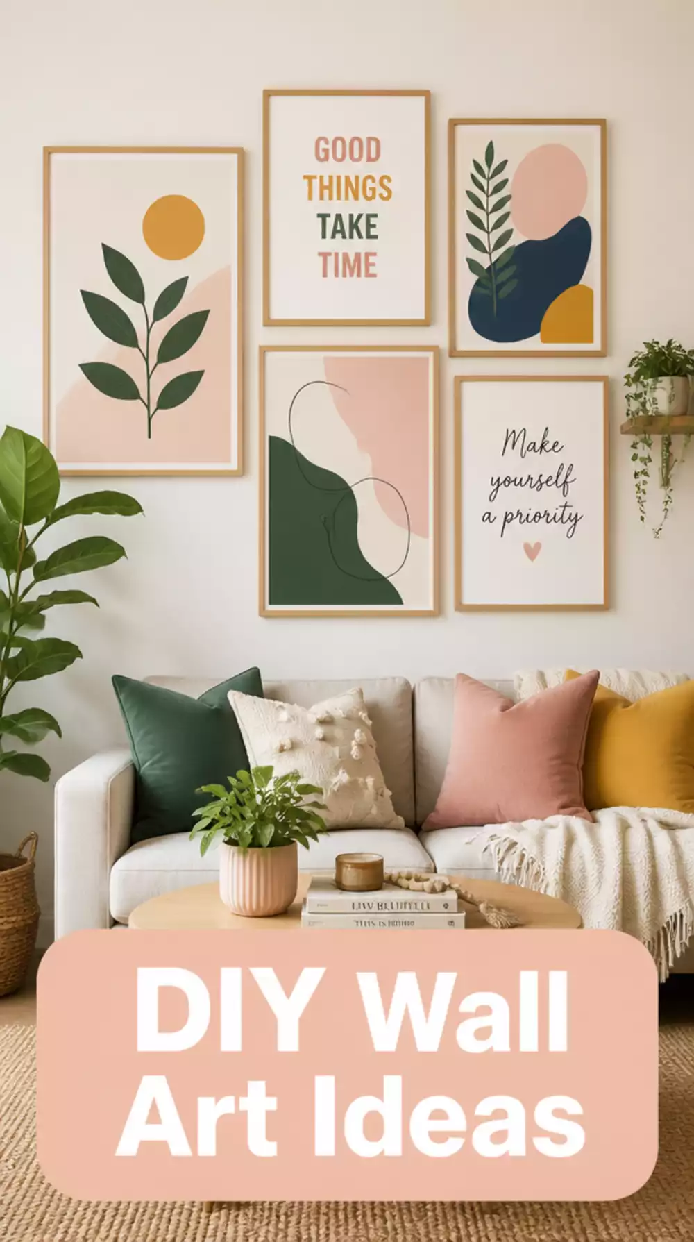Living Room DIY Large Wall Art Using Poster Frames and Printable Downloads