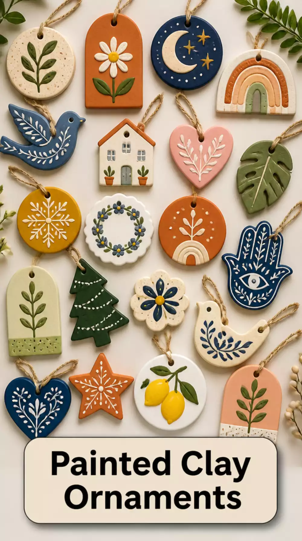 Painted Air Dry Clay Wall Ornaments for a Minimal Gallery Wall