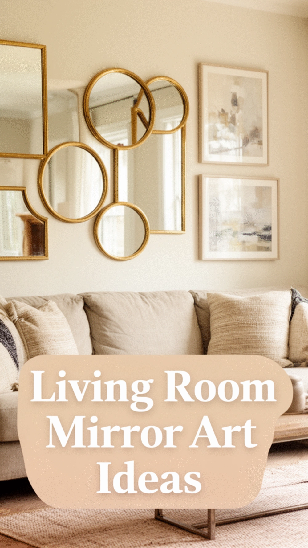 Living Room Mirror-Backed Wall Art That Makes a Small Space Feel Bigger