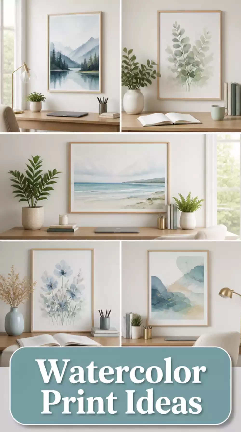 Minimal Watercolor Print That Keeps a Home Office Wall Calm