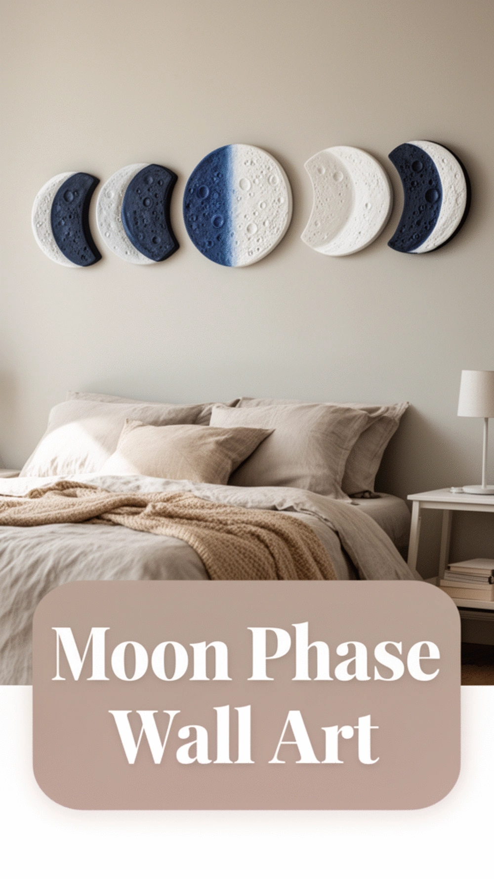 DIY Polymer Clay Moon Phase Wall Set for a Bedroom Feature Wall