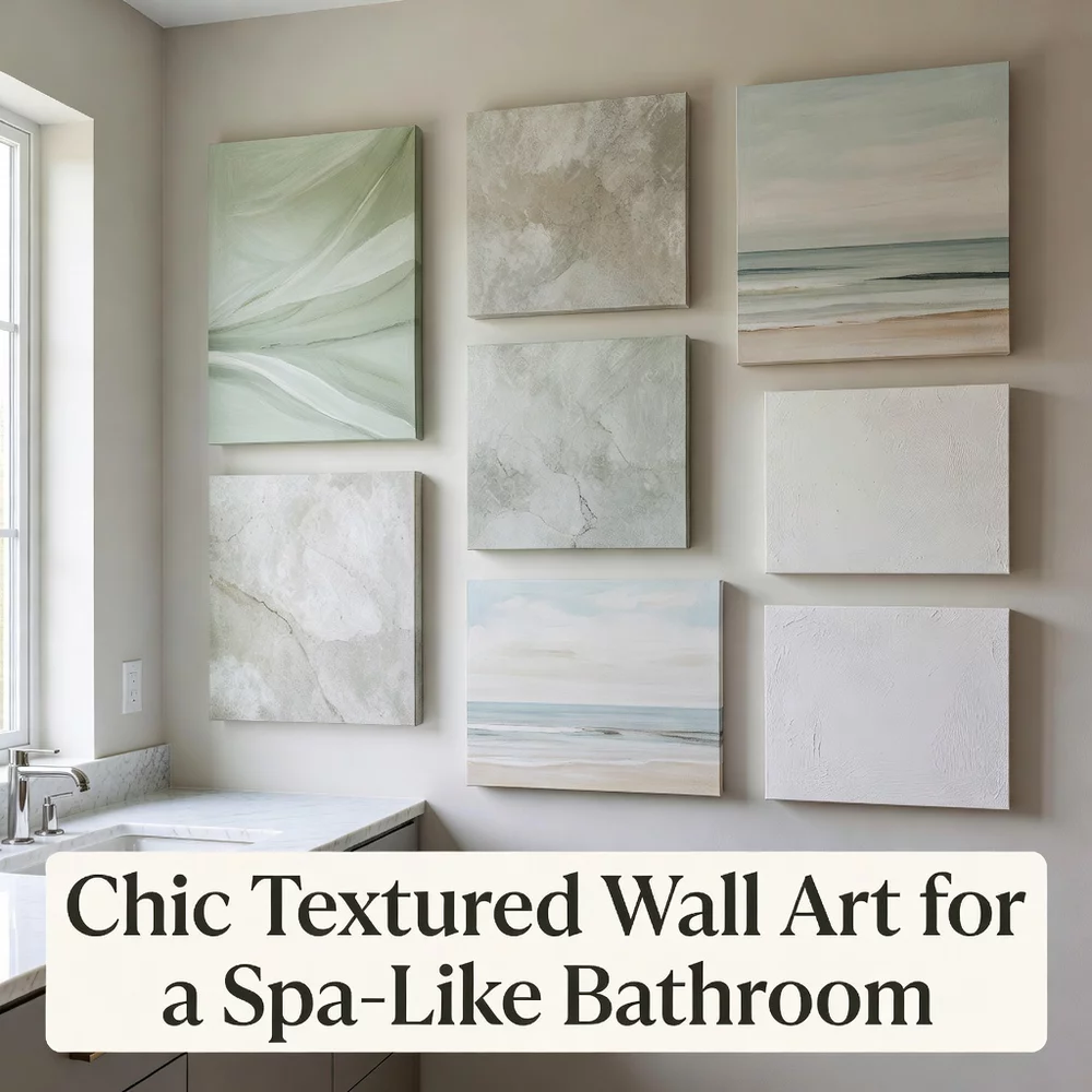 Chic Textured Wall Art for a Spa-Like Bathroom