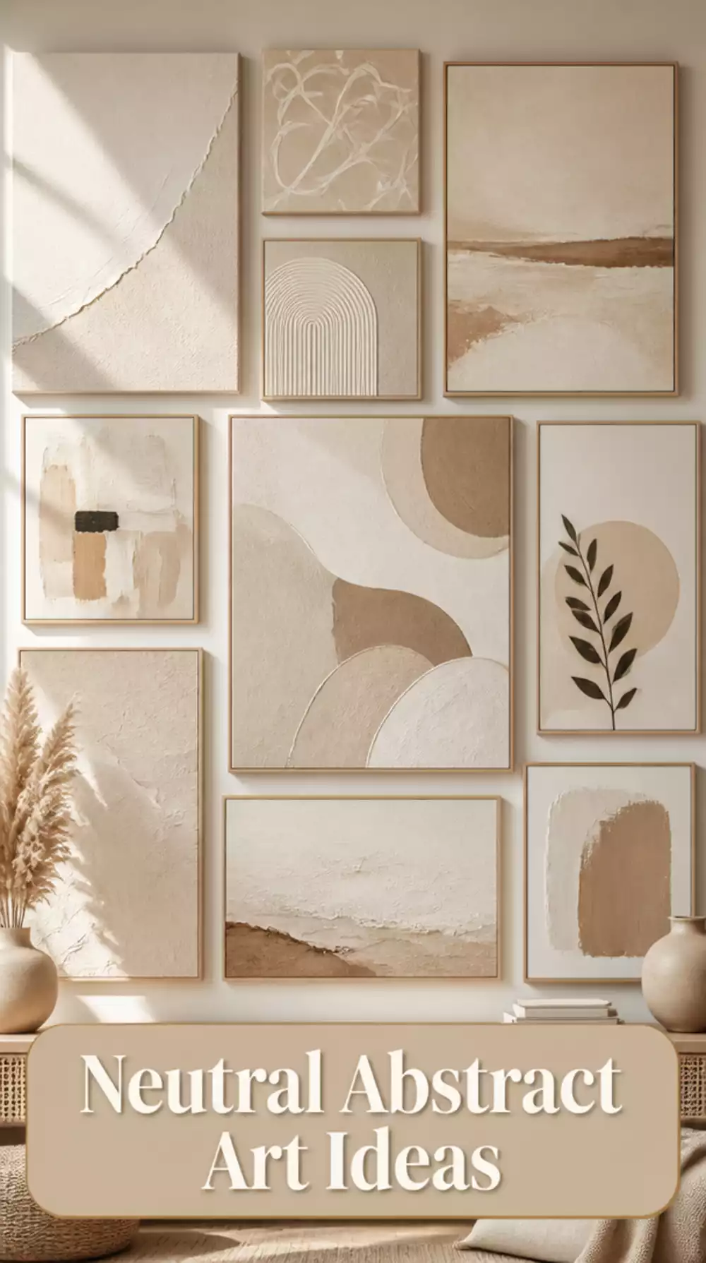 Neutral Abstract Canvas Wall Art in Soft Sand and Warm Ivory Tones