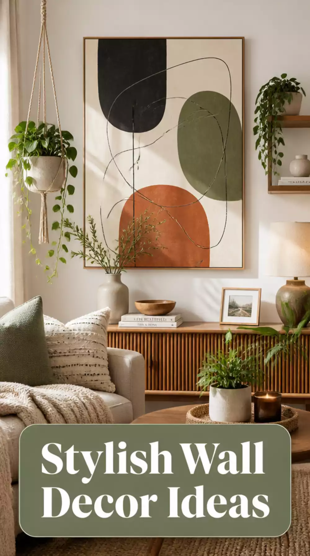 The Bold Abstract Canvas Trick That Makes a Neutral Room Look Curated