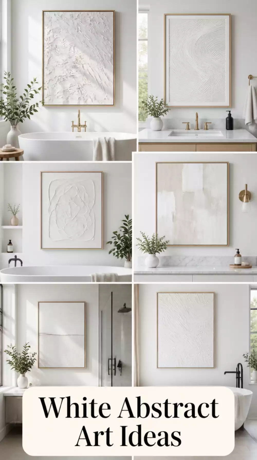 White Abstract Print Behind Glass for a Clean Bathroom Feature Wall