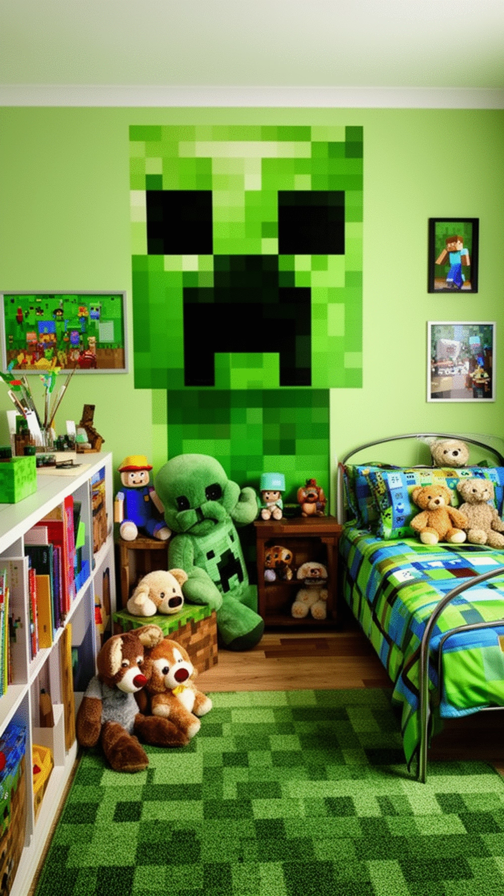 Minecraft Bedroom Creeper Wall Decal That Sticks Without Damaging Paint