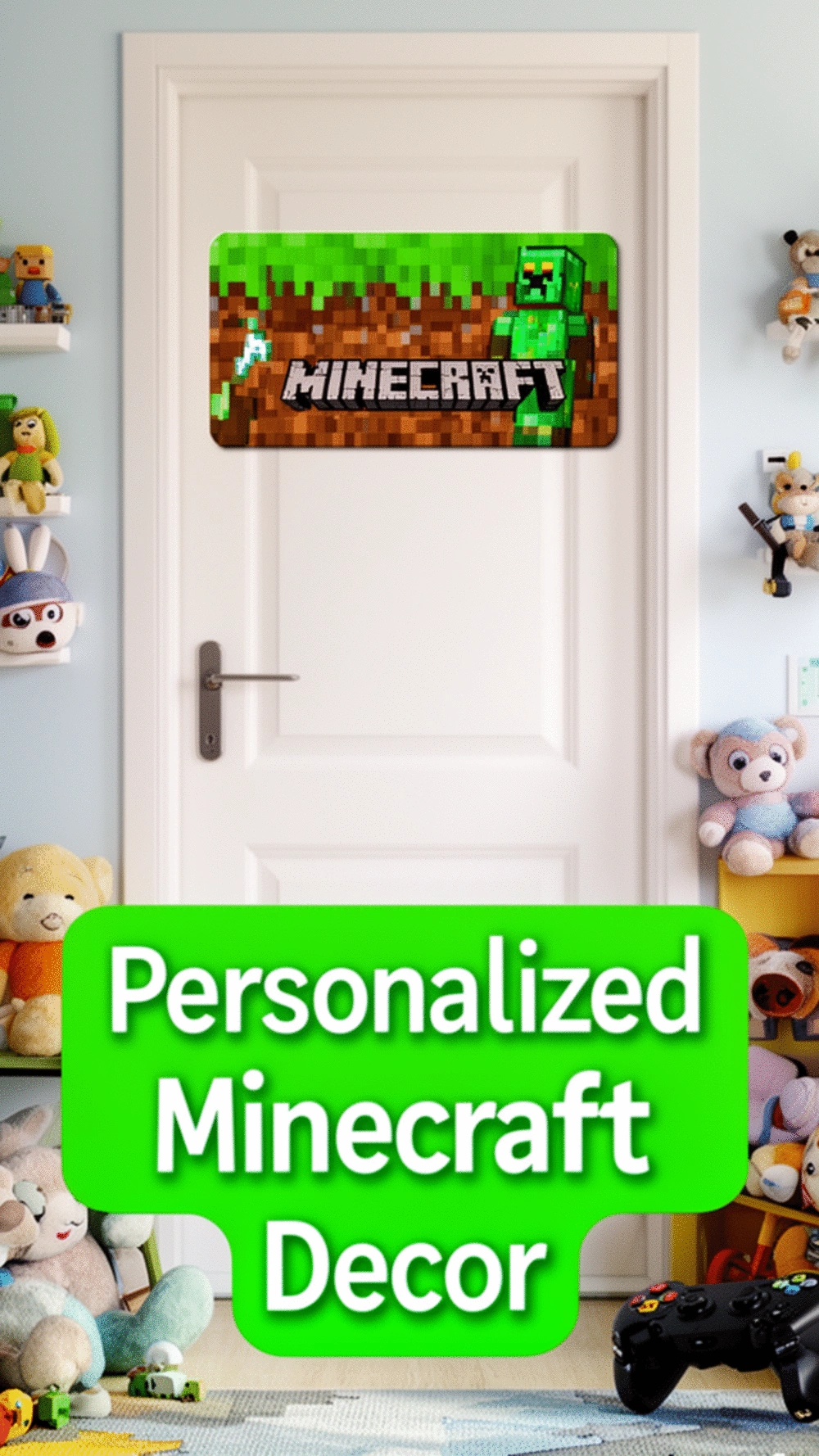 Personalised Minecraft Name Sign Wall Art for a Child's Bedroom Door