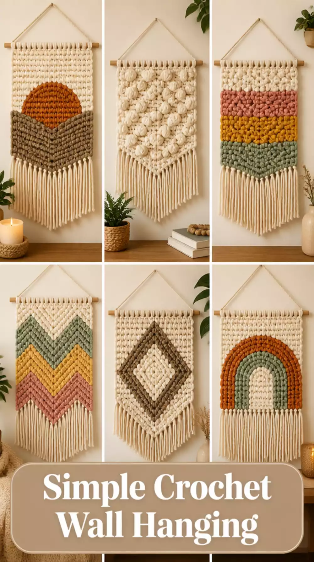 Simple Beginner Crochet Wall Hanging Pattern Using Chunky Yarn