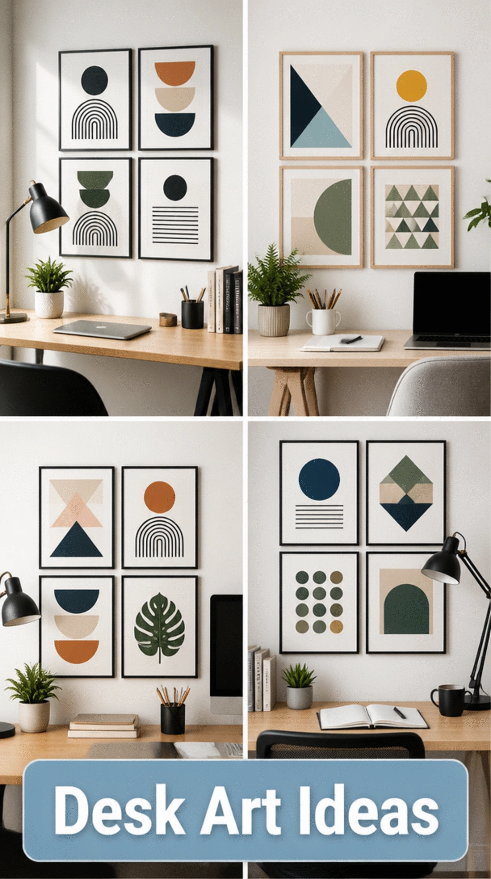 Office Small Framed Geometric Art Print Set for a Desk Feature Wall