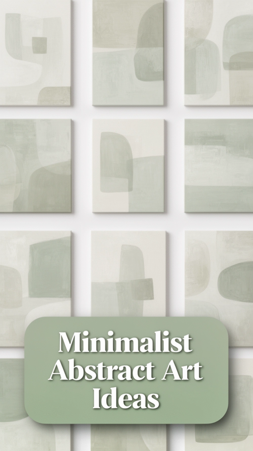 Bathroom Minimalist Abstract Canvas in Soft Sage and Stone Tones