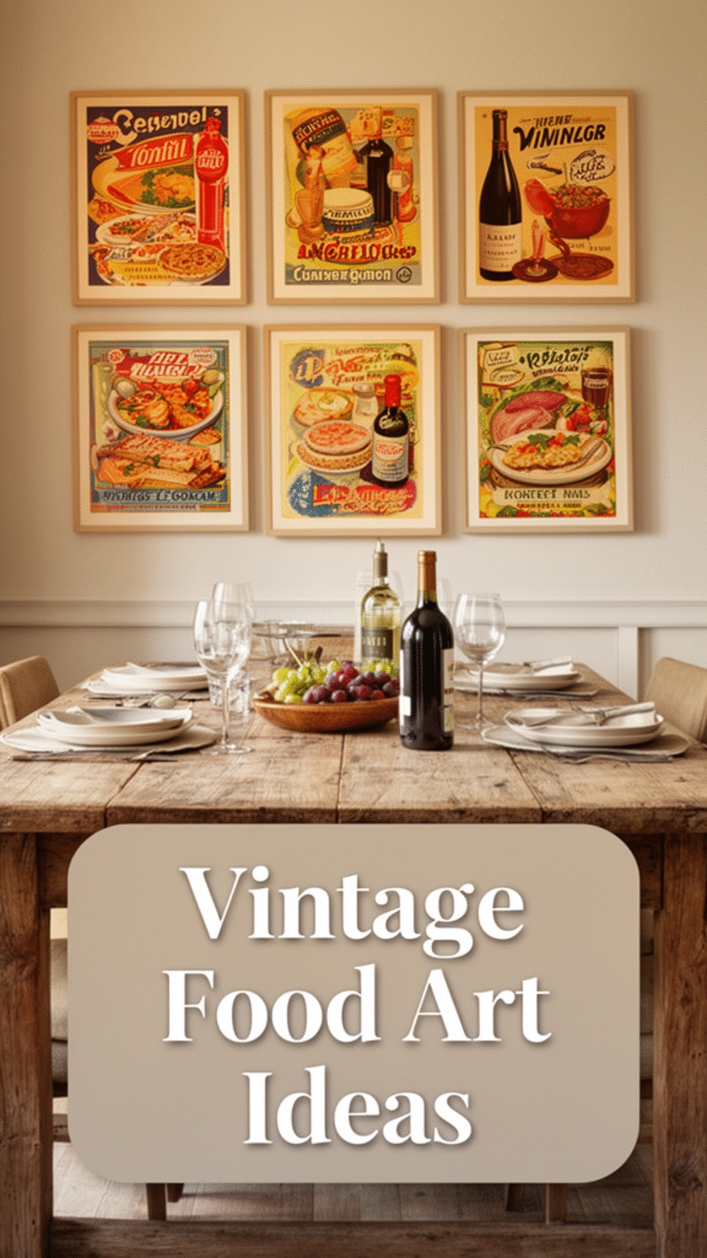 Dining Room Vintage-Style Food and Wine Art Print in a Deep Frame