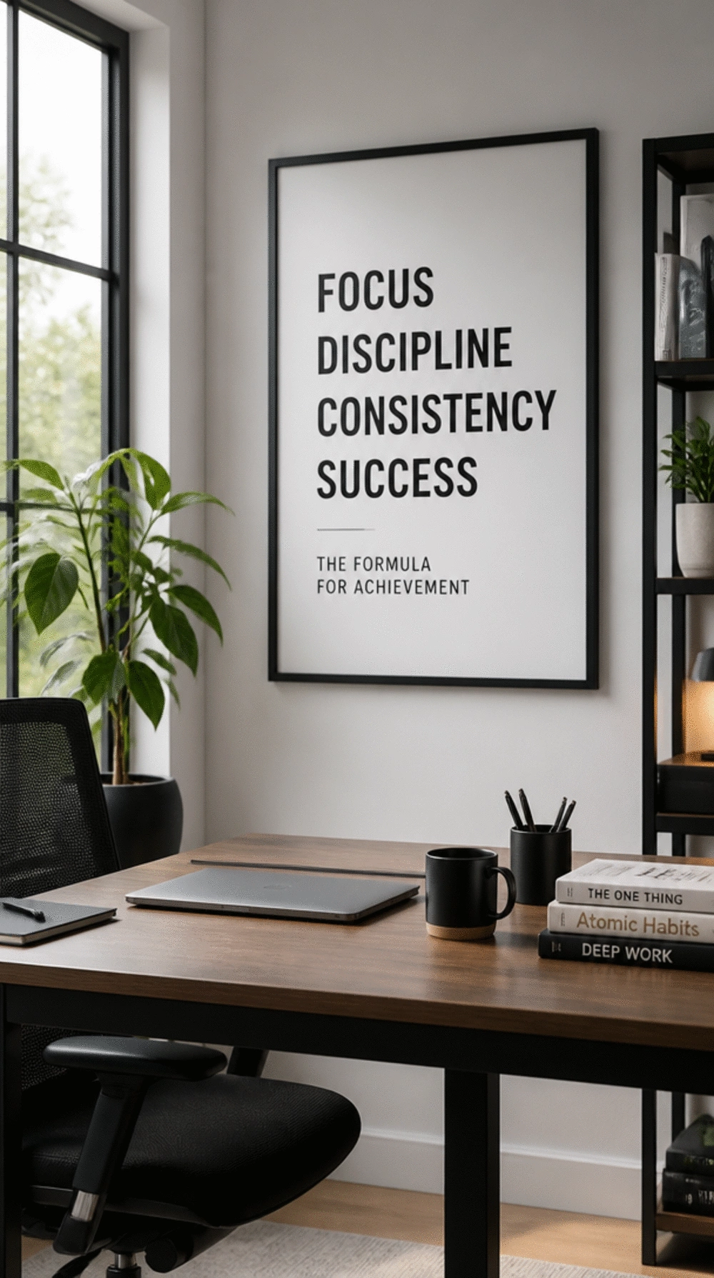 Home Office Framed Motivational Quote Print in a Clean Sans-Serif Font