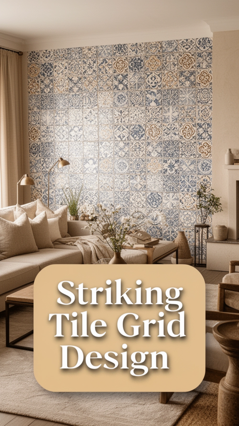 Why a Handmade Ceramic Tile Grid Is the Most Striking Living Room Wall Accent