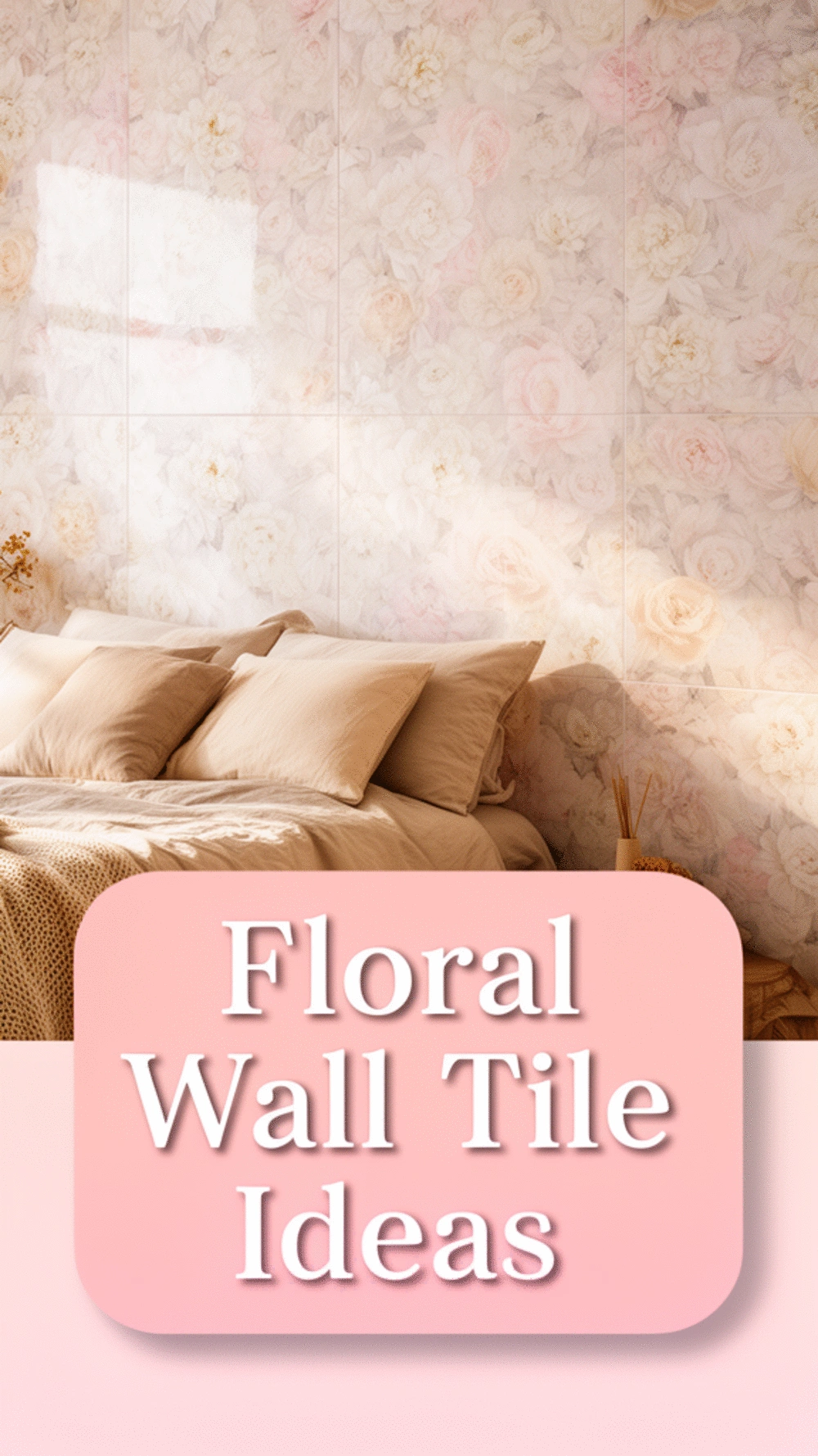 Bedroom Polymer Clay Floral Wall Tile in Pastel Neutral Tones
