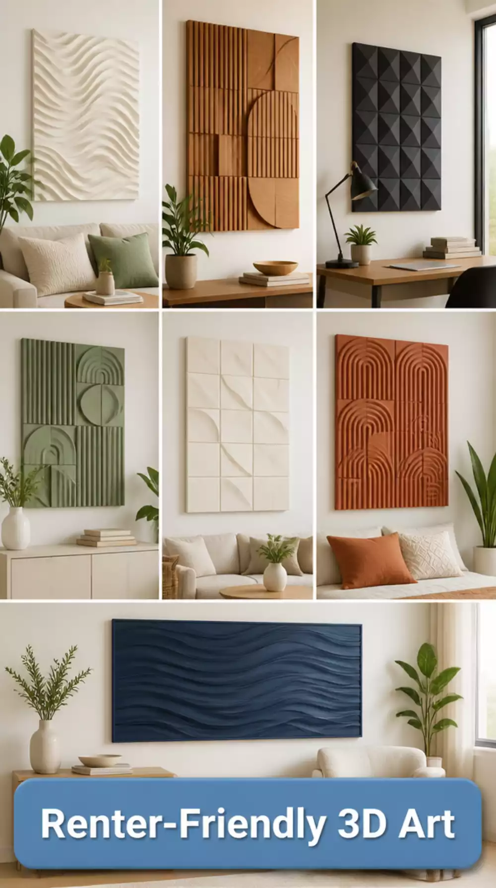 Renter-Friendly 3D Wall Art Panel That Hangs Without Drilling