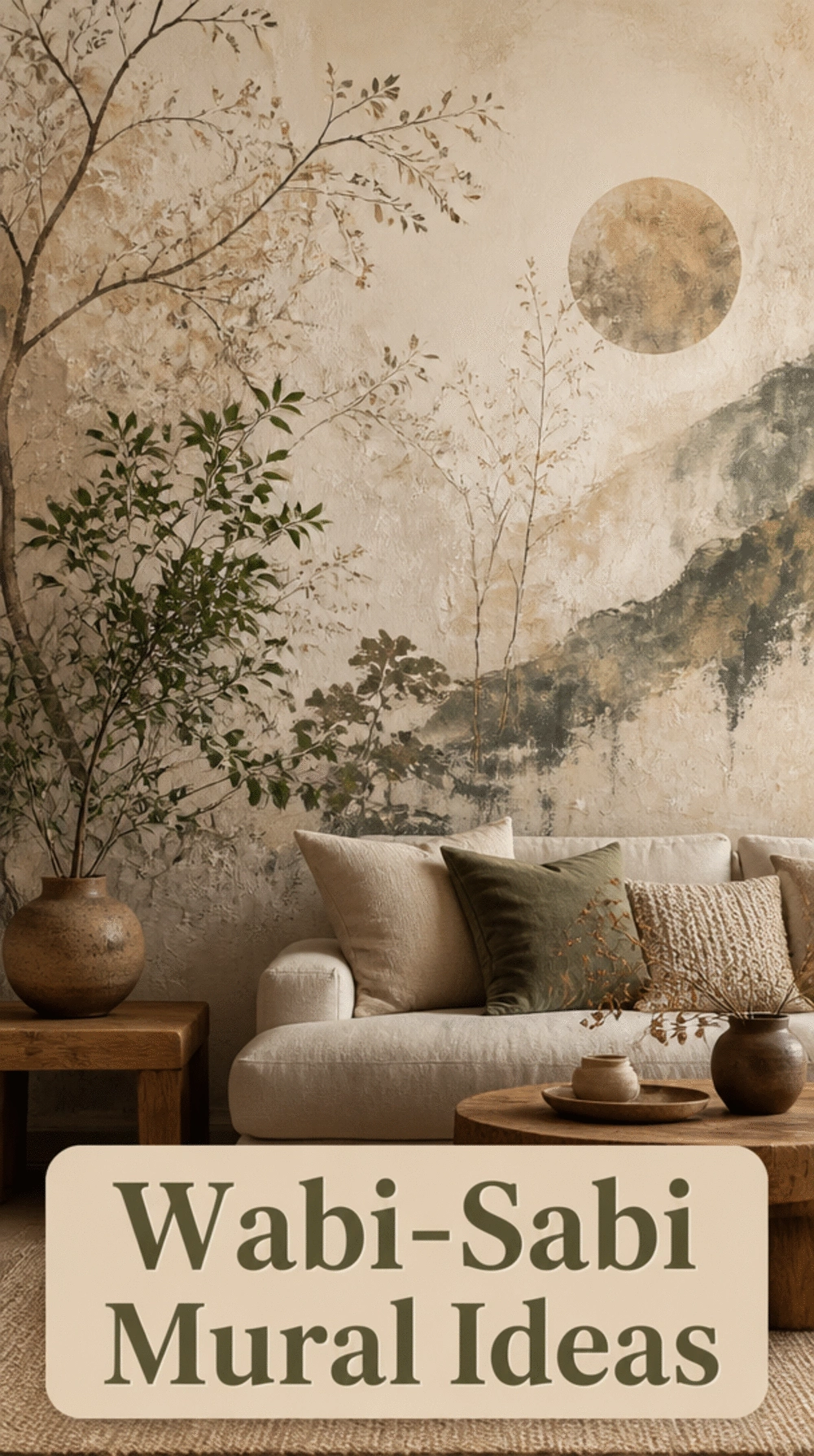 Hand-Painted Abstract Neutral Mural with a Wabi-Sabi Inspired Finish