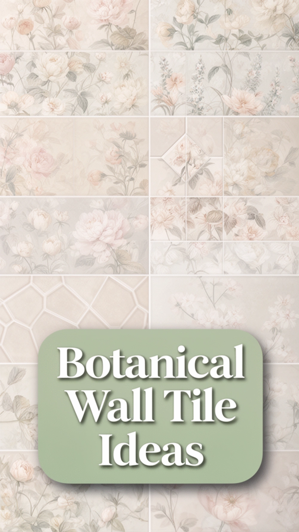 Delicate Polymer Clay Botanical Wall Tile with a Satin Glaze Finish