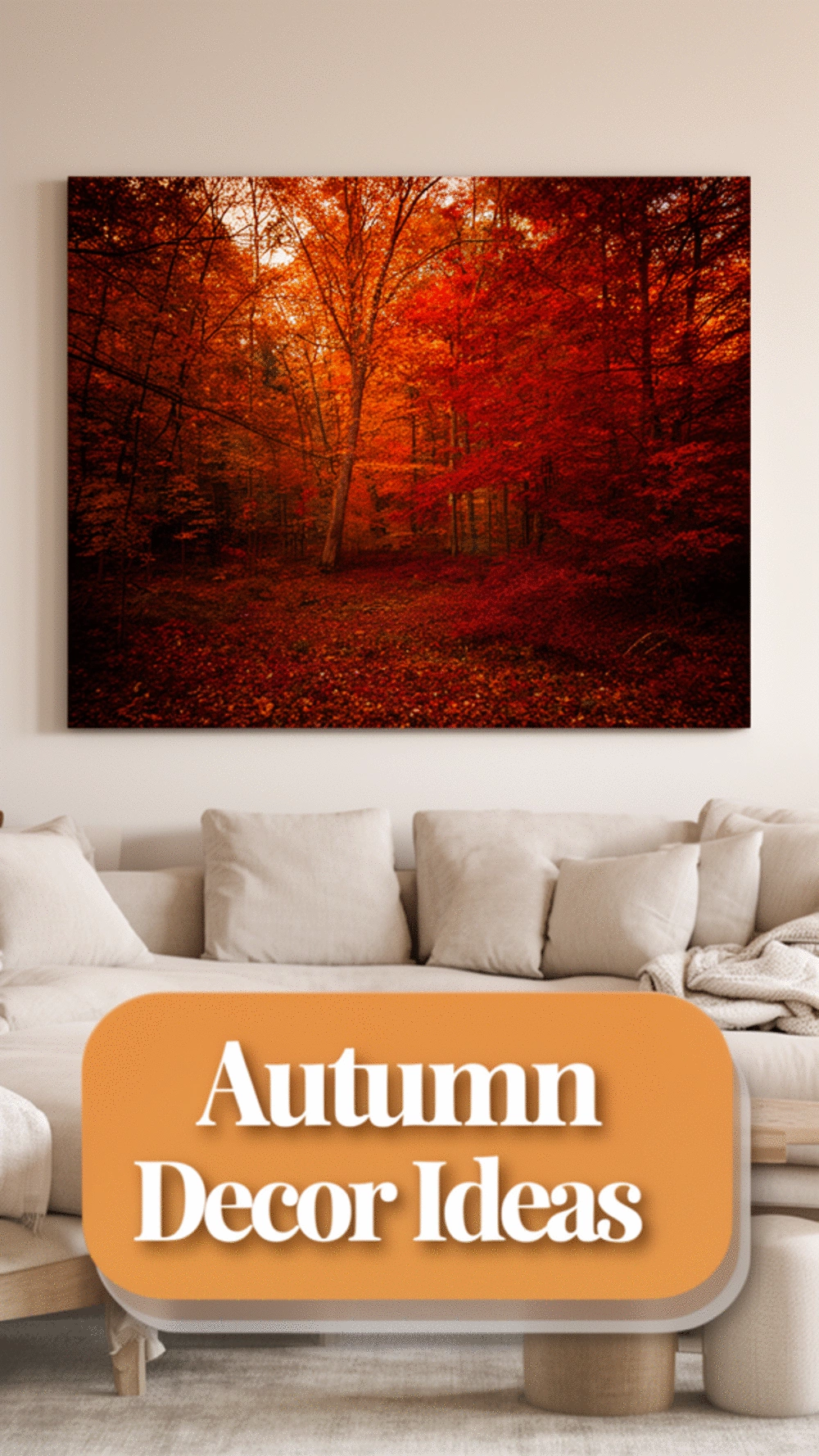 Living Room Fine Art Nature Photography Canvas in Warm Autumn Tones