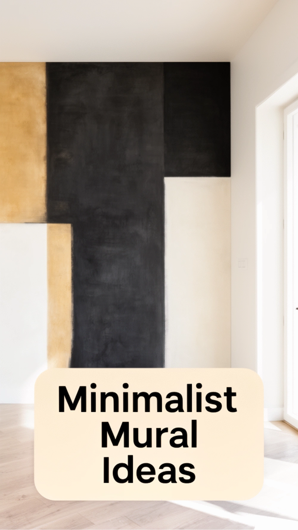 Entryway Minimalist Abstract Mural in Charcoal and Warm Off-White